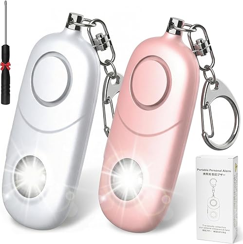Miniatura 14 de Alarma personal para mujeres, llavero de alarma: Qoosea 4 unidades de llavero de emergencia de 135 dB sirena con luz estroboscópica para mujeres,
