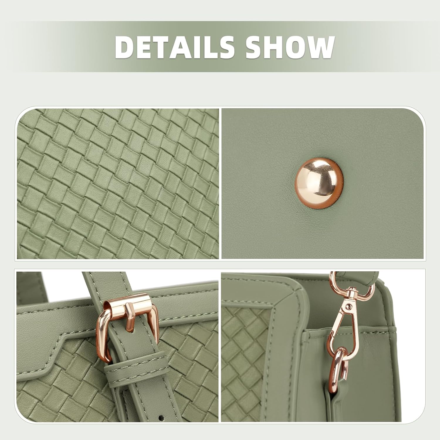 Laptop Tote Bag for Women fits 15.6 Laptop, PU Leather Work Tote bags for Women Large Computer Tote Handbag - Image 6