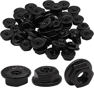 Bonsicoky #6-32 Serrated Flange Nuts, 50 Pack, Black | 304 Stainless Steel, Hex Lock Nuts, Corrosion Resistant, Industrial Grade Fasteners, Vibration Resistant Flange Design