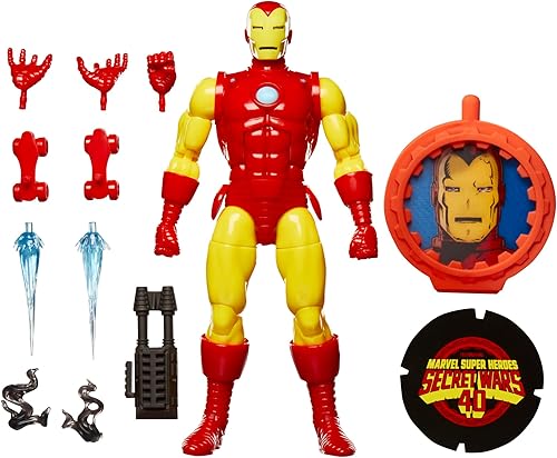 Marvel - Figura de acción coleccionable Iron Man con escudo de la Serie Leyendas y del cómic retro Los Vengadores Guerras Secretas, 6 pulgadas