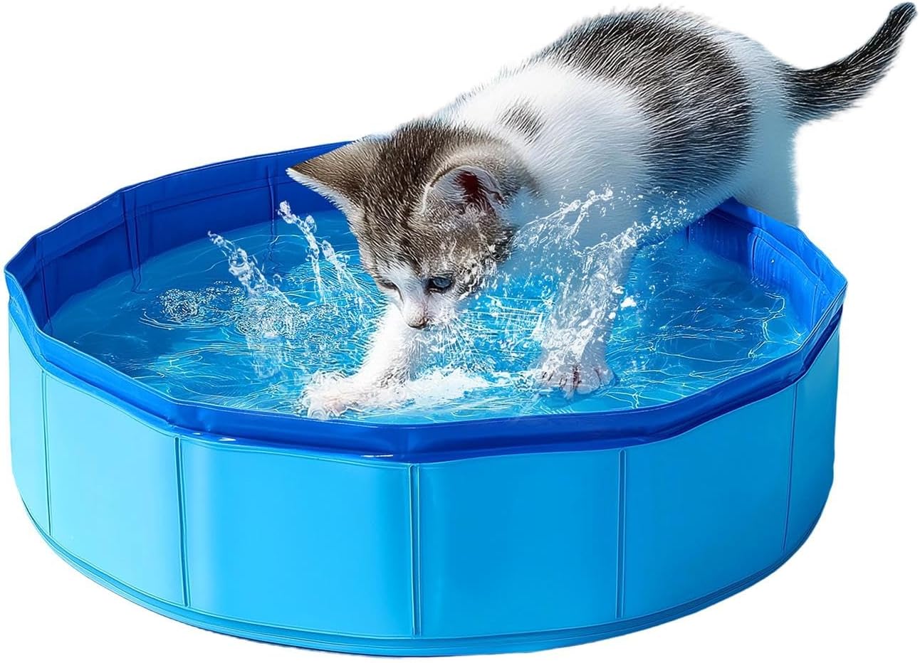 Small Cat Pool, 30 x 10 cm Swimming Pools for Cats, Blue Pool for Small Dogs, Folding Cat Pool for Gaming, Mini Piscinas Cats for Bathing and Playing