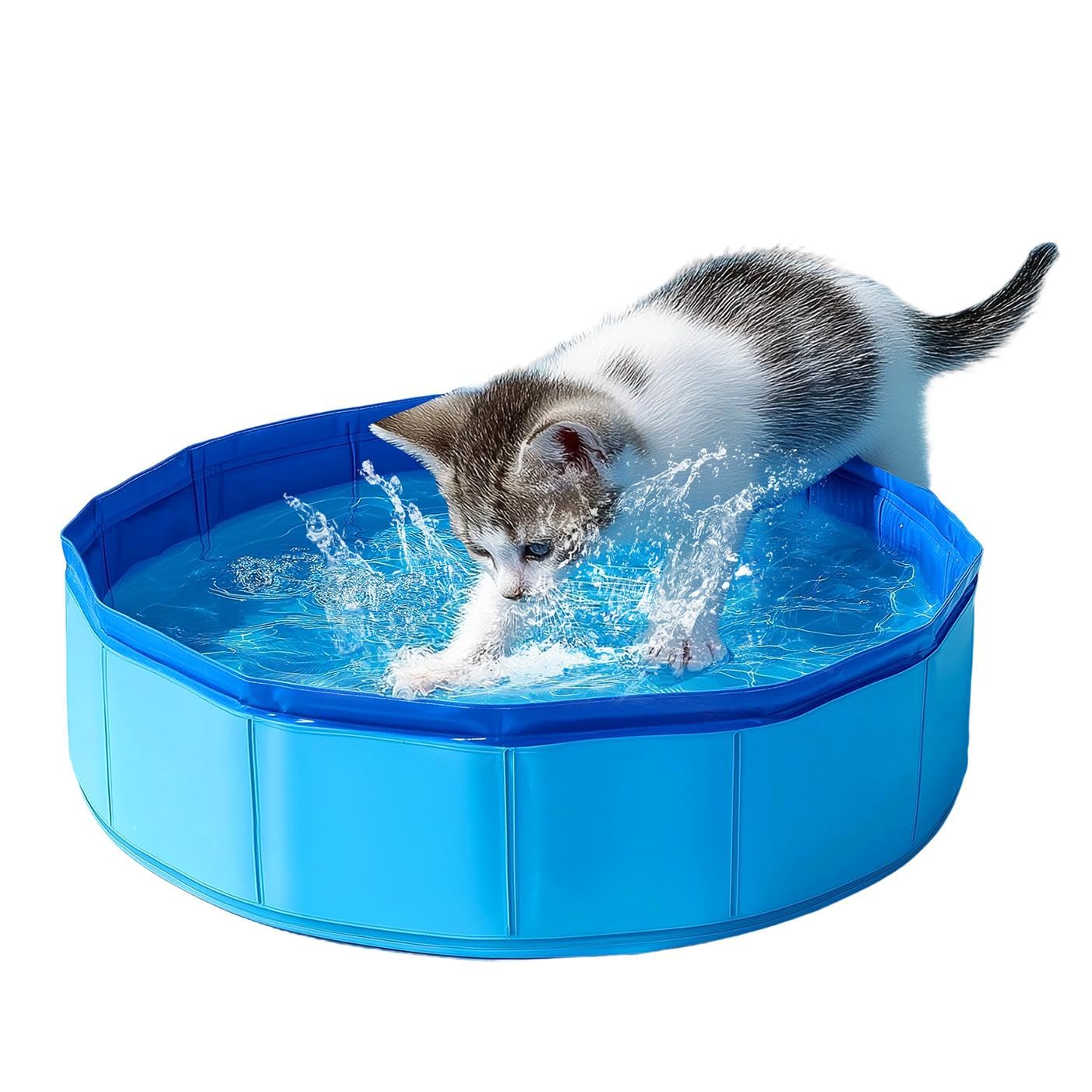 Piscina Plegable Para Gatos De 30x10 Cm – Parque Acuático Portátil Con 6 Juguetes, Ideal Para Mascotas Pequeñas En Verano