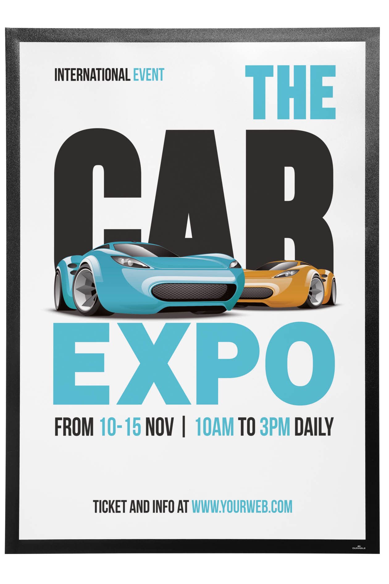 Durable Cornice Espositiva Duraframe Poster 70 x 100 cm, adesiva, resistente ai raggi UV, 1 pezzo, nero, 505601