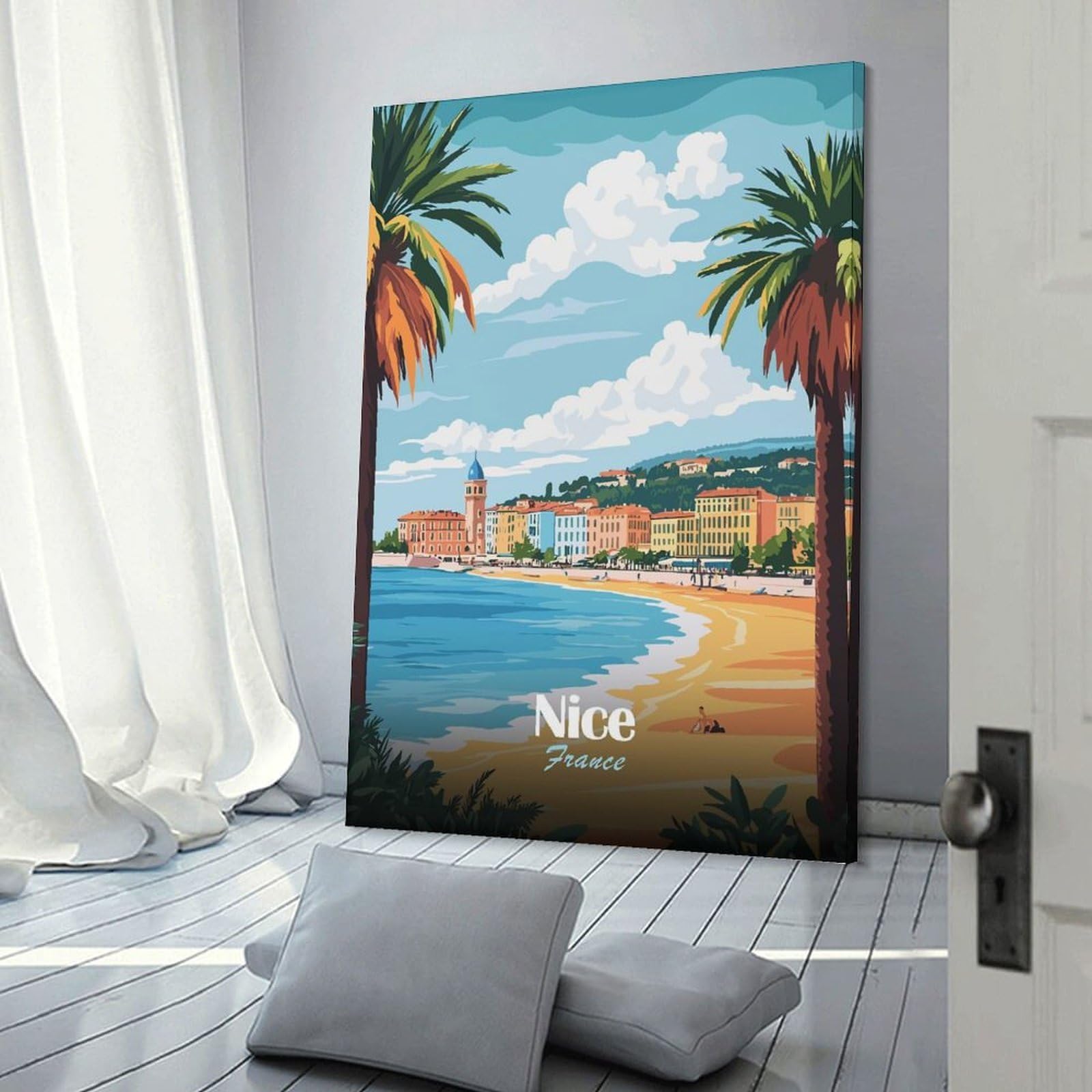 Junmoney Nice, France Travel (5) Decorative Wall Artwork 16x24inch(40x60cm), for Living Room, Bedroom, Office Or Hallway, Decorative Artwork with Broad Appeal