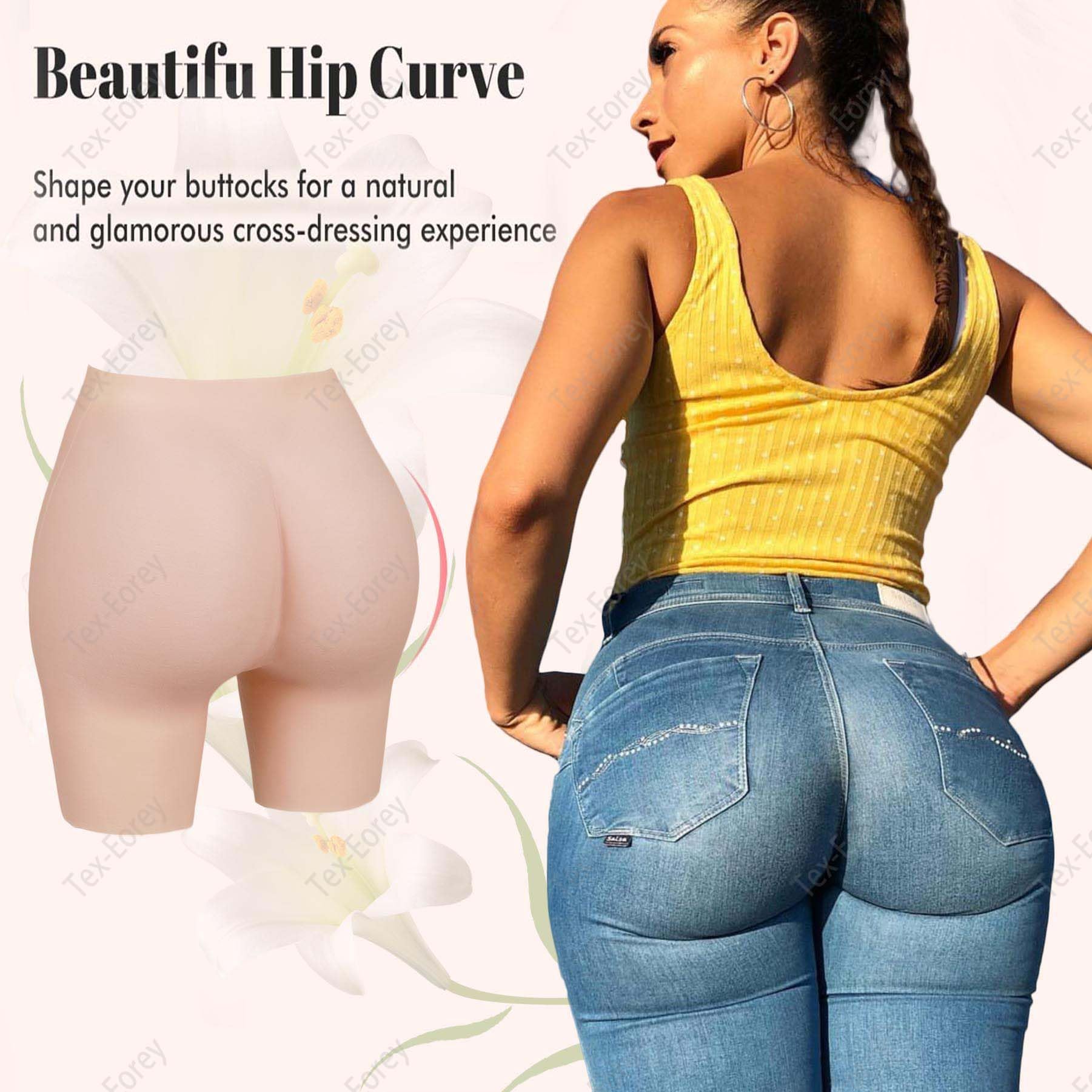 Bragas De Silicona para Gluteos Faja Reductora De Gluteos Fake Ass Hip Pads Lifting Ropa Interior para Mujeres Drag Queen Cosplay,Wheat,One Size