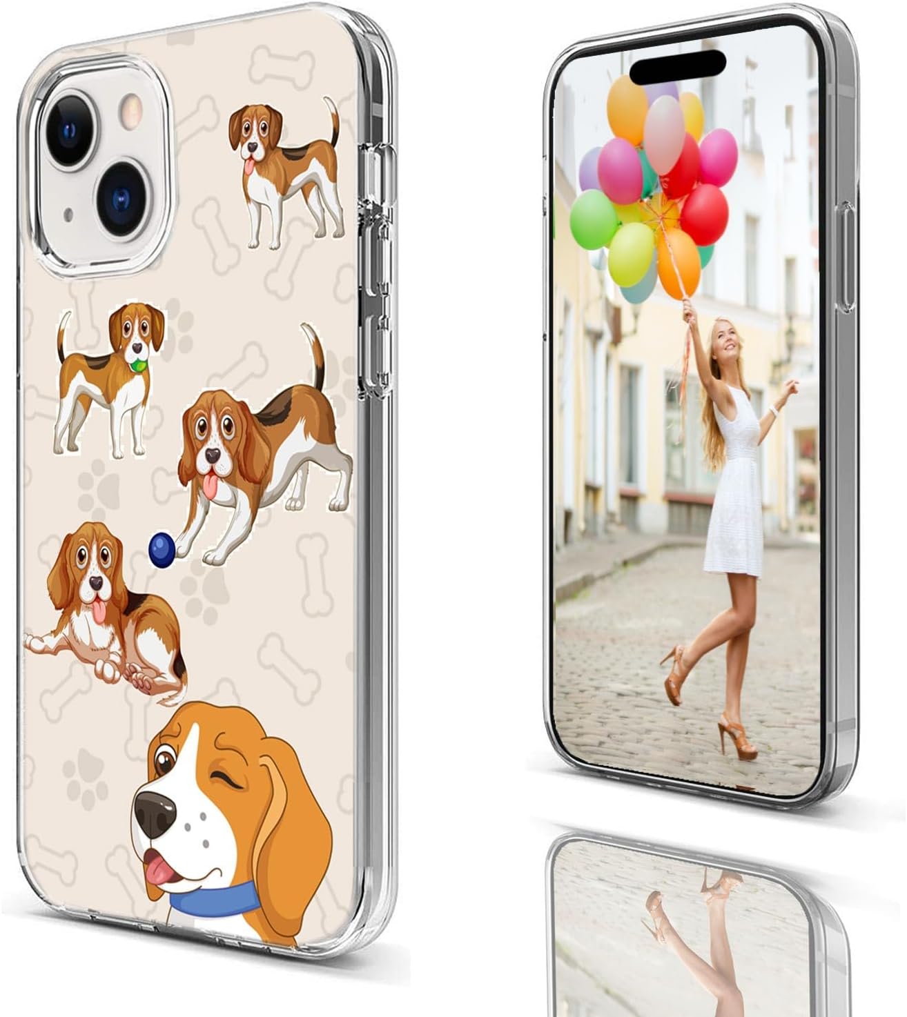 for iPhone 15 Case for Women Girl Men, Full Protective Shockproof Soft TPU Clear Slim Phone Cover Cases with Design for iPhone 15 6.1,Cute Cartoon Animal Pet Dog Puppy Funny Beagle Ball - Image 3