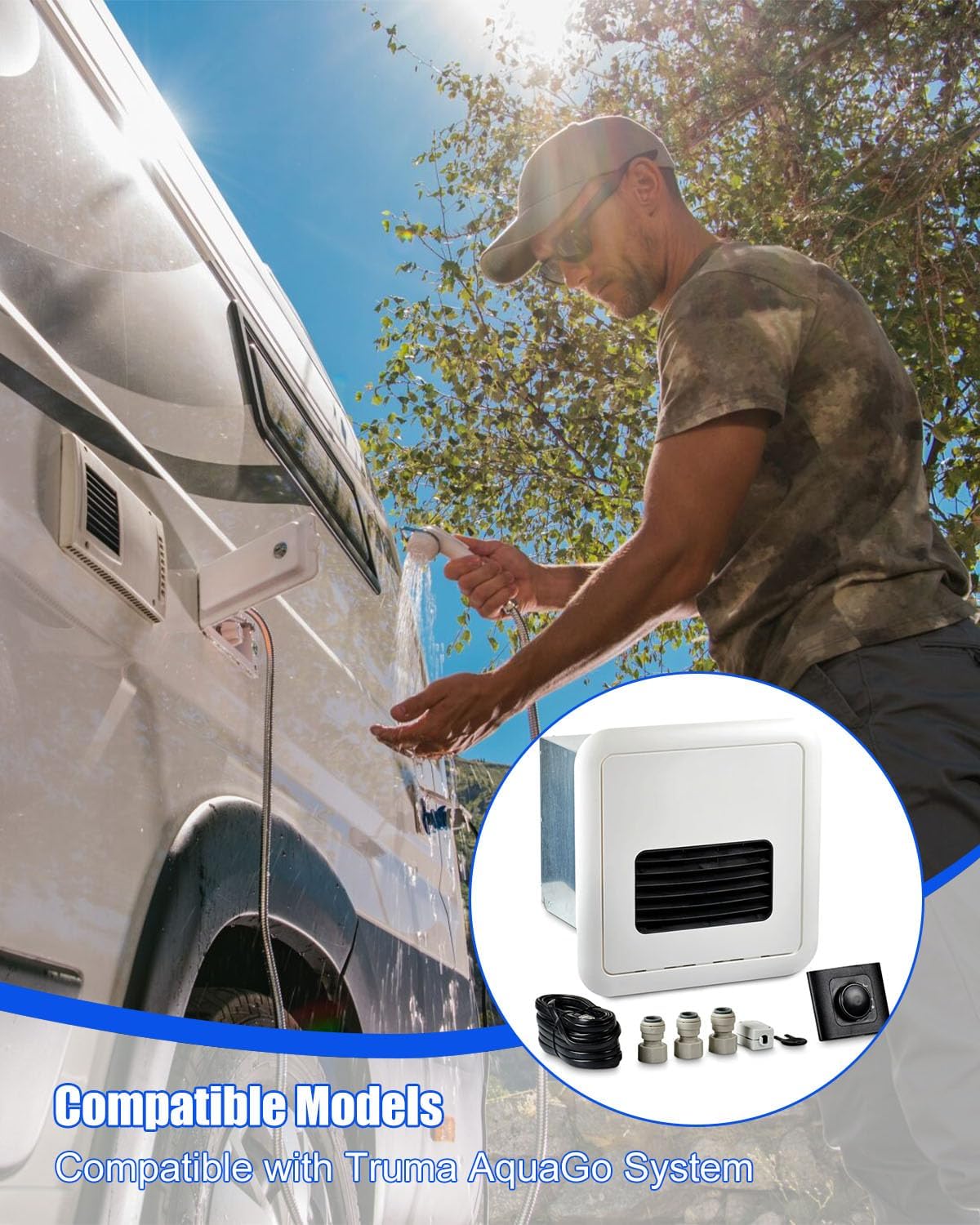 12V DC Electric Antifreeze Kit Compatible with Truma Water Heater for Car RV Travel Winterizing Electric Pump Kit