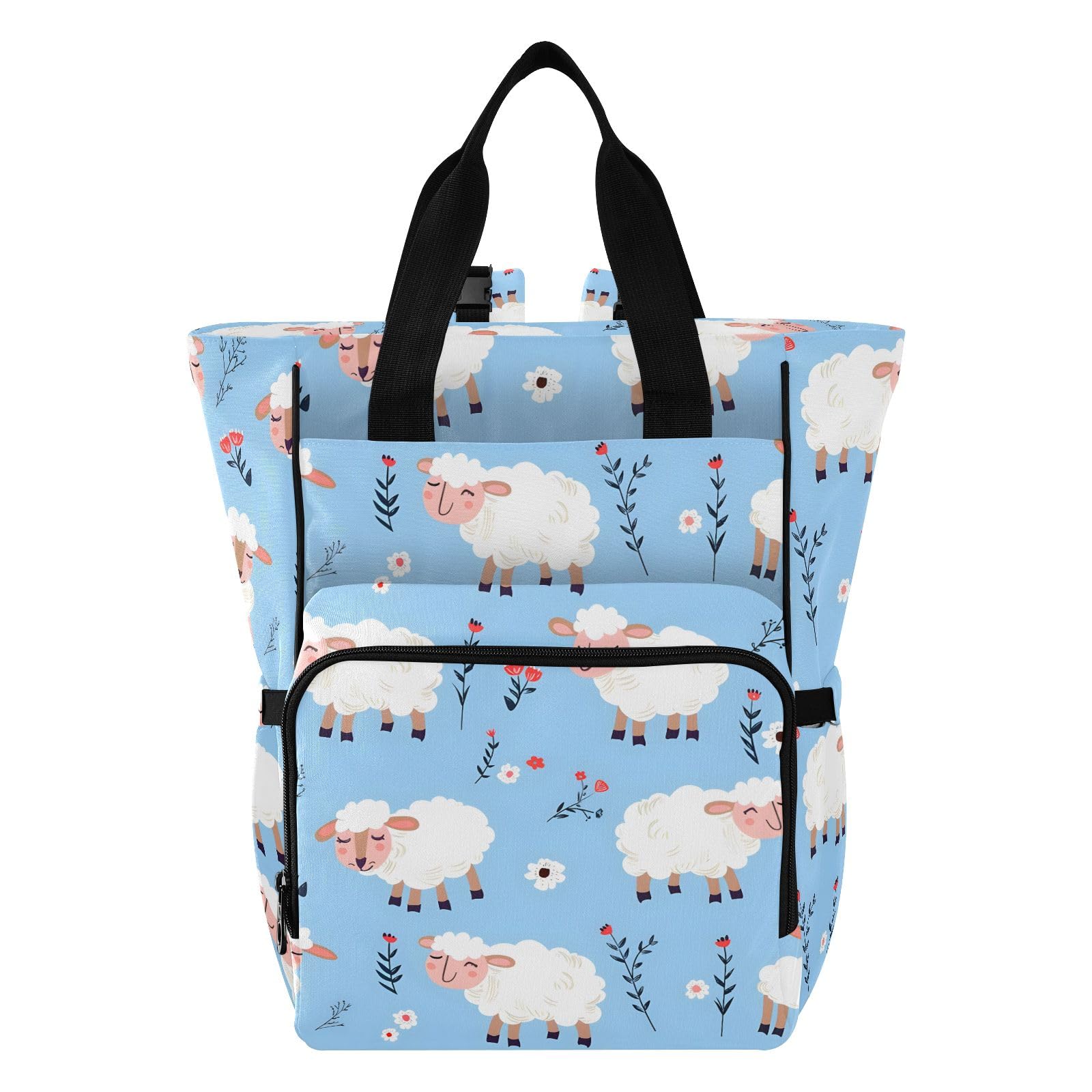 Mnsruu Borsa per pannolini per bambini senza cuciture con pecore zaino grande borsa impermeabile da viaggio borse per pannolini per mamme e papà
