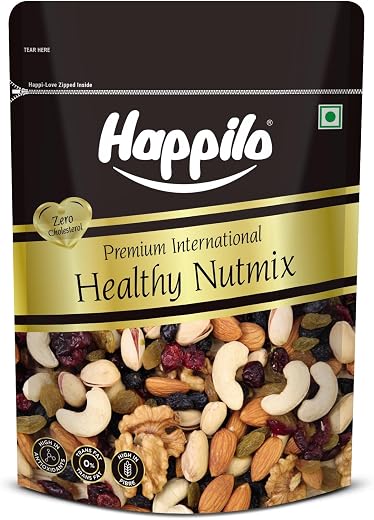 Happilo Premium International Healthy Nutmix 350g | Almonds | Black Raisins| Cashewnuts | Cranberries | Green Raisins | Pi...
