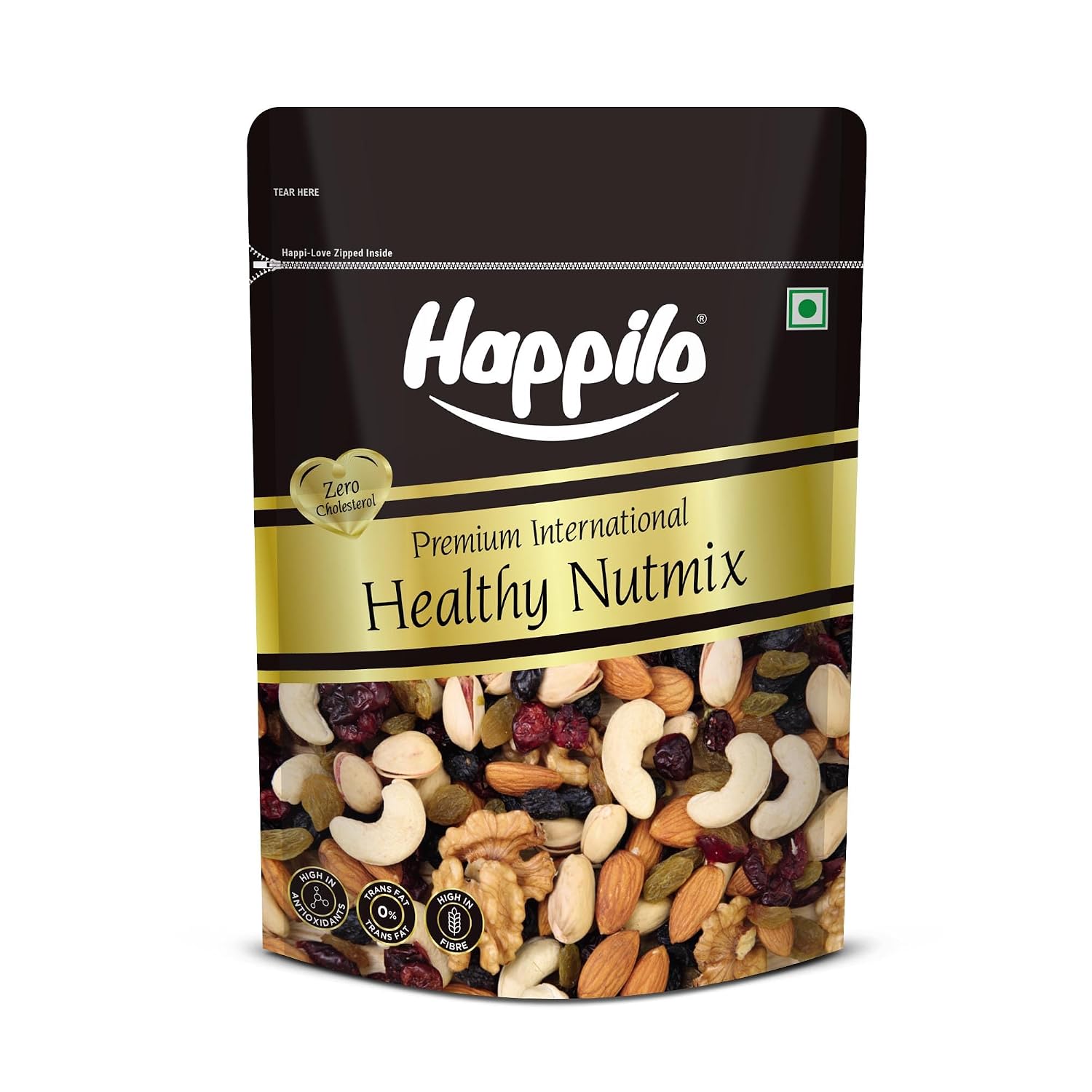 Happilo Premium International Healthy Nutmix 350g | Almonds | Black Raisins| Cashewnuts | Cranberries | Green Raisins | Pi...