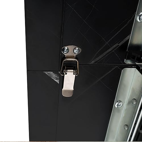 Miniatura 9 de Mesa de comedor extensible con almacenamiento, 160 cm de extensión para ahorrar espacio, mesa moderna negra con superficie de mármol sintético MDF