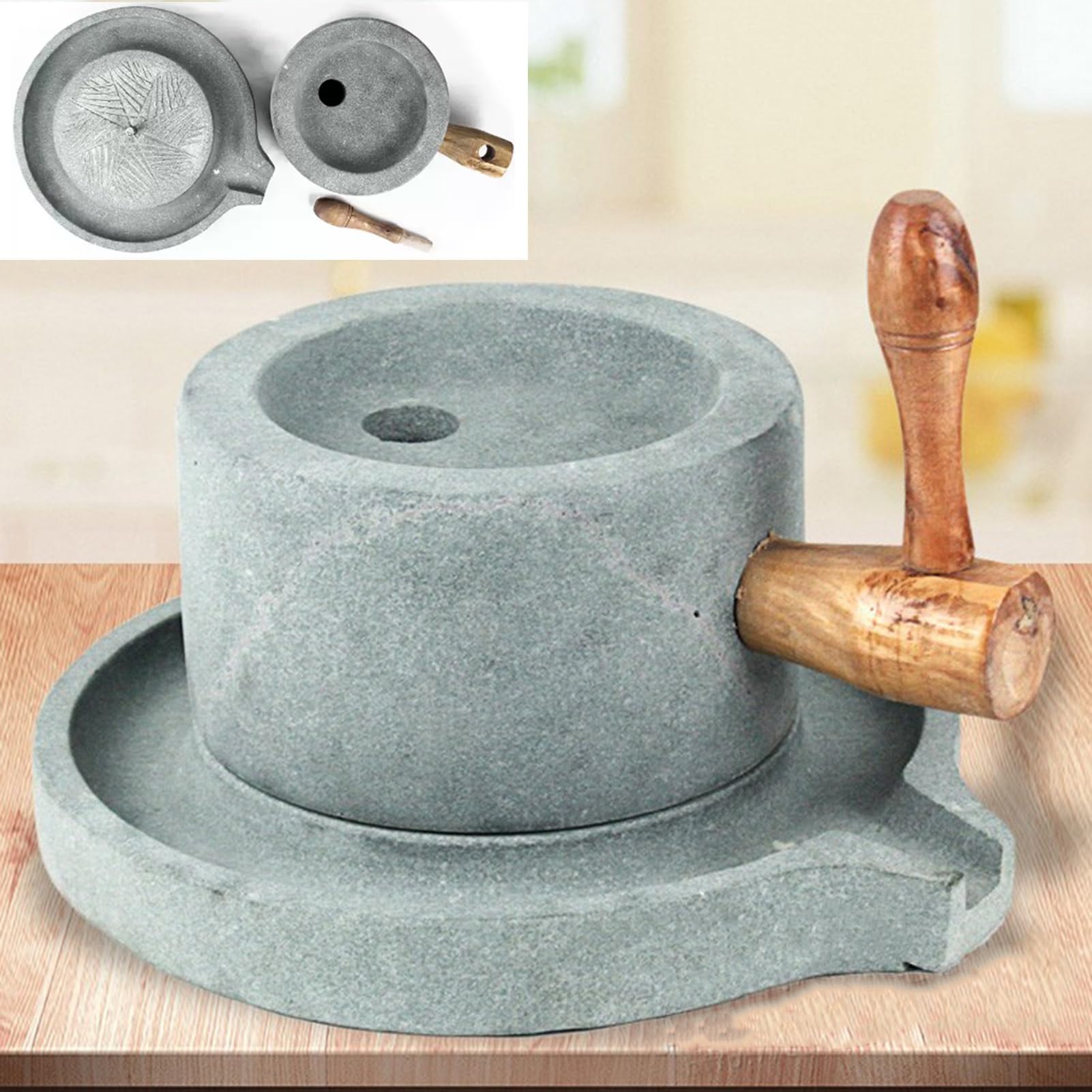 Ancient - Molinillo de café con manivela, dientes profundos para cocina, pulverizador de alimentos secos y húmedos para bayas y nueces, fácil de usar