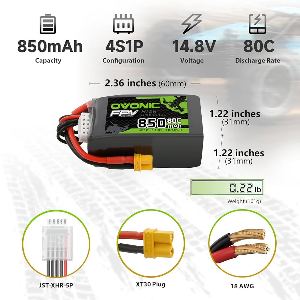 Fpv OYONIC 450mAh 100C 4S XT30バッテリー4個 Ovonic 14.8V 4S 450mAh 100C LIPO ドローン バッテリー XT30