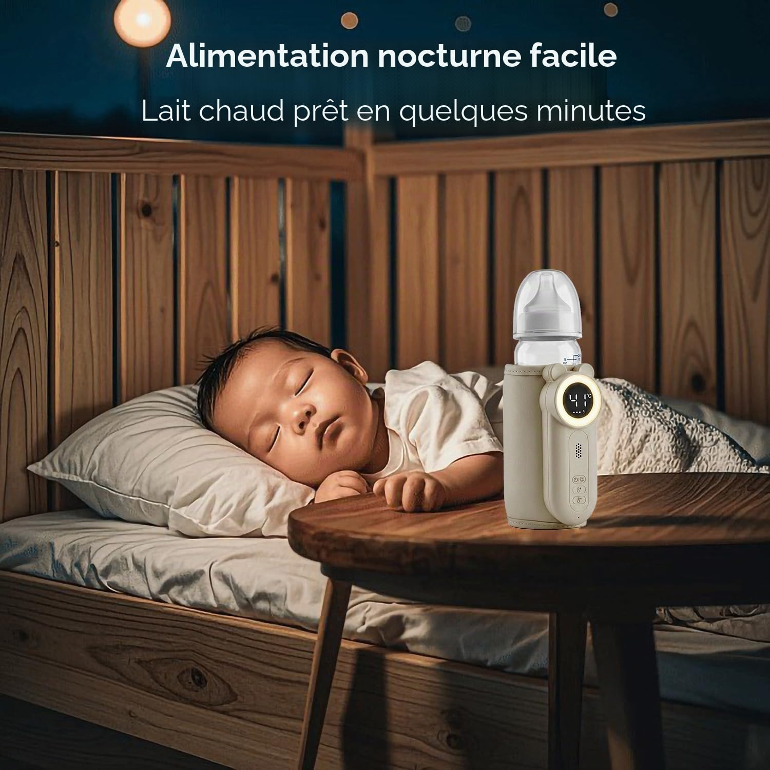 Cozytots Chauffe-biberon Matchild pour bébé en déplacement - Batterie USB - Thermos avec affichage de la température - Poche chauffante pour biberon portable - Étui