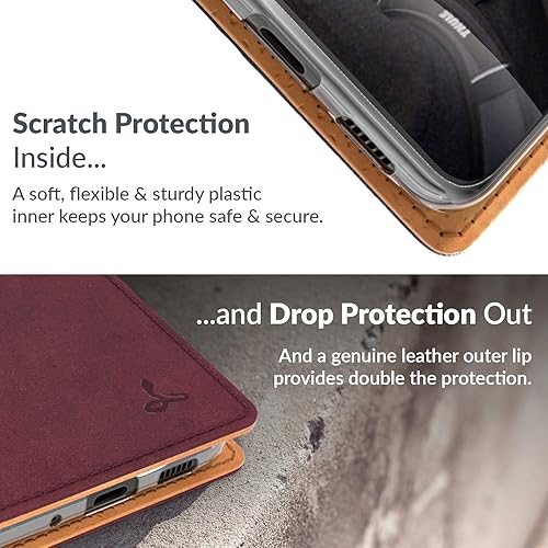 Miniatura 4 de Snakehive Funda de cuero para Samsung Galaxy S20 Ultra 5G – Funda de piel auténtica con soporte de visualización y 3 tarjeteros – Funda con ranura