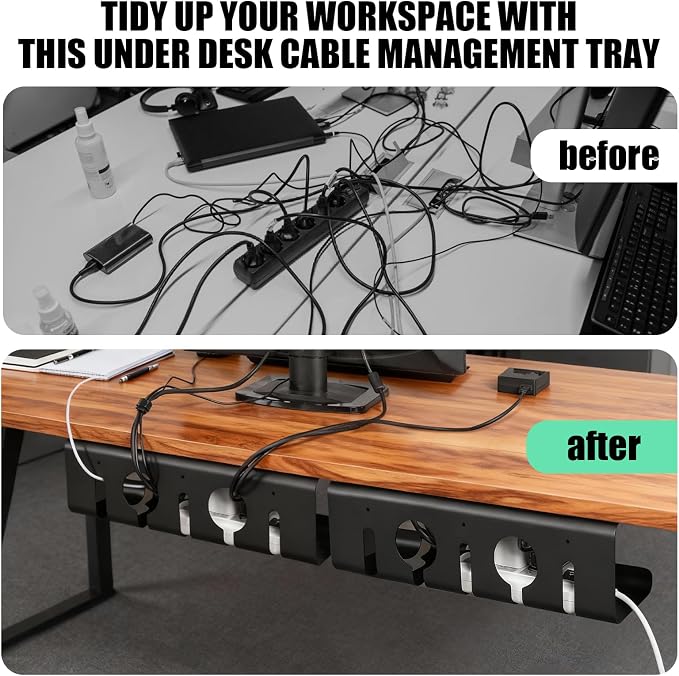 Bandeja porta cables debajo del escritorio 2 unidades miniatura 7