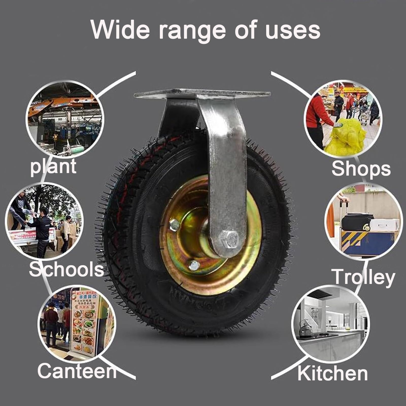 Roulettes De Rechange Robustes En Caoutchouc 8 En 10 Dans 2 Paquet, Roulette Pneumatique Silencieuse à Absorption Des Chocs, Roulette En Caoutchouc Pour Chariots De Chariot, Meubles De Travail