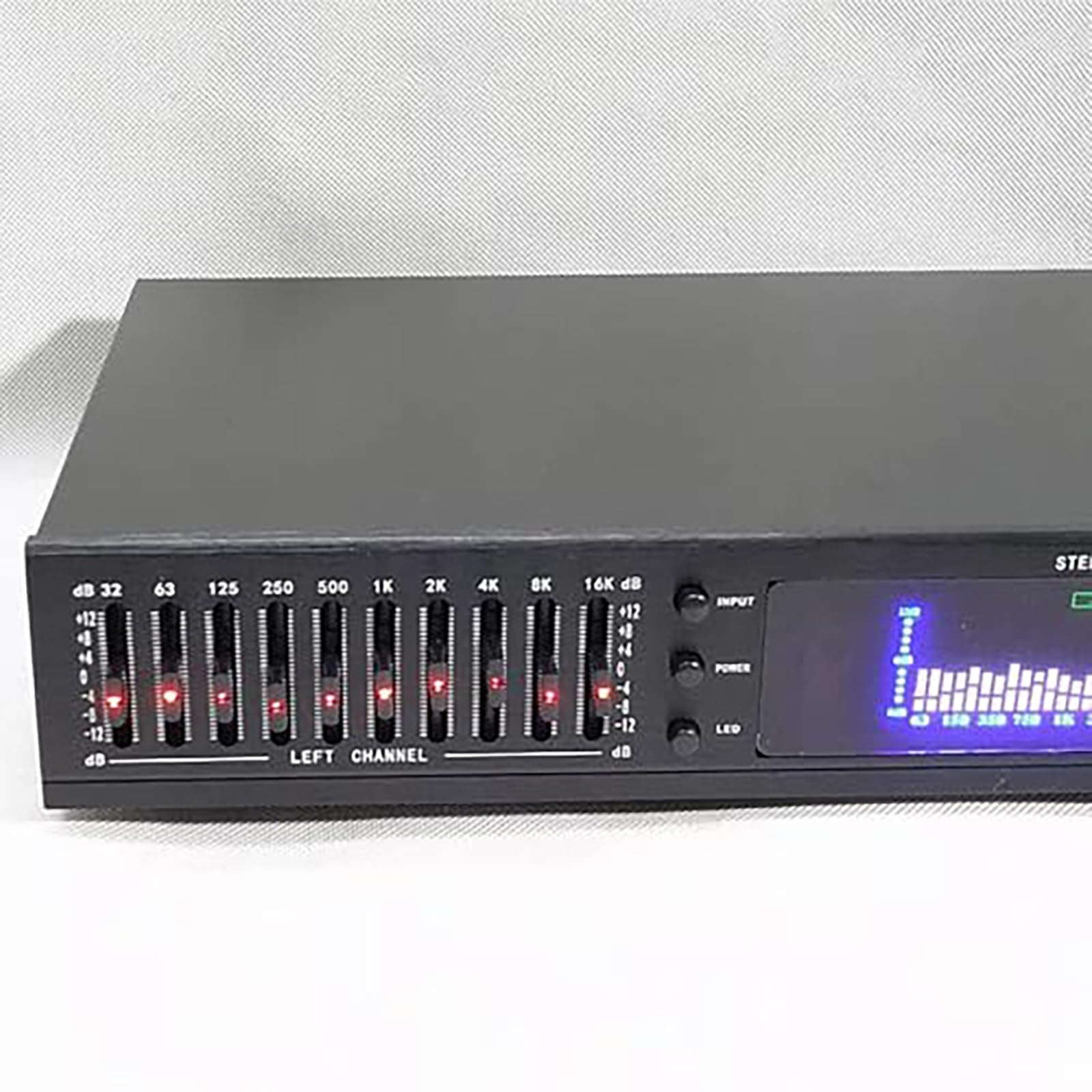 Ecualizador de Efectos gráficos Digitales, Esquema de Sonido Hi-Fi de 20 Bandas, con Control Remoto, Ajuste dinámico de Ritmo, Medios y Graves, para Estudio doméstico y grabación.(Black)