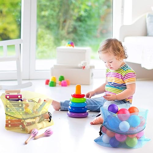 Miniatura 5 de KUUQA 15 bolsas de malla con cordón, bolsa de malla para lavandería, bolsa de malla para cosas de malla, bolsa de malla de nailon para