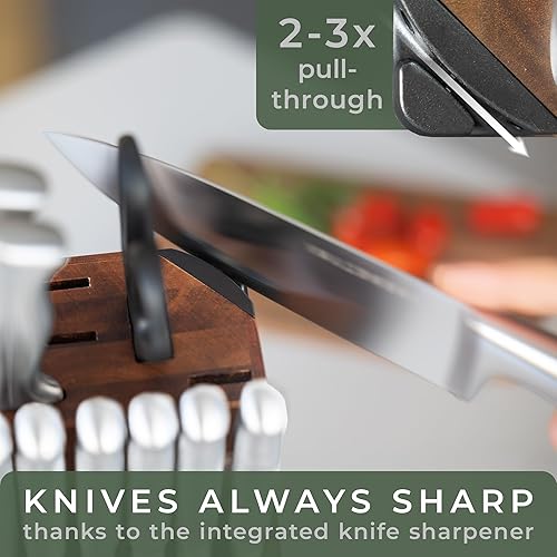 Miniatura 4 de WALDWERK Juego de cuchillos  Juego de 11 cuchillos de cocina con bloque y afilador integrado  Juego de cuchillos de cocina  Juego de cuchillos de