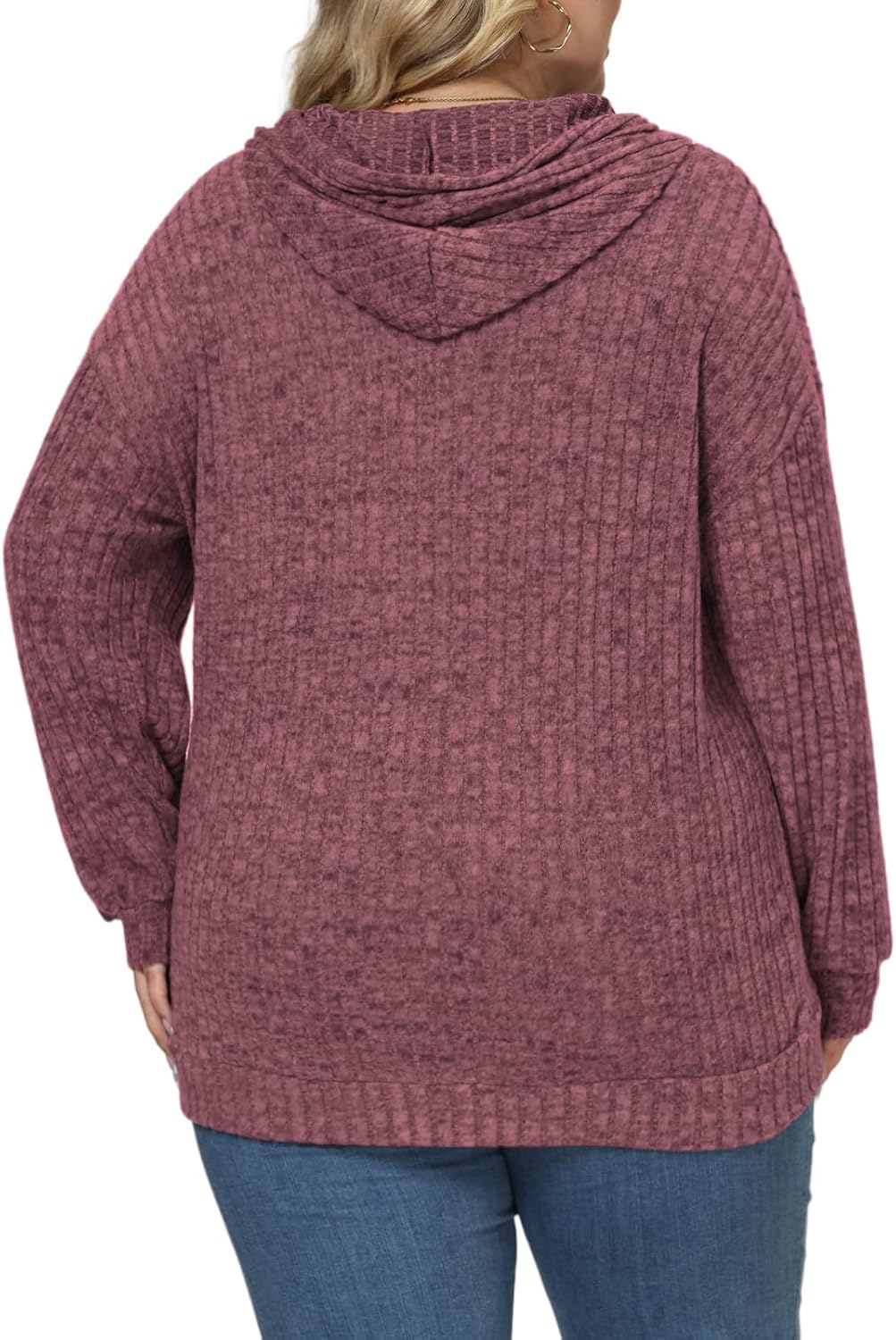 ROSRISS Womens-Plus-Size-Hoodies-Sweatshirts Casual Long Sleeve Pullover Sweaters Dressy Knit Tops with Pockets XL-5XL - Image 4