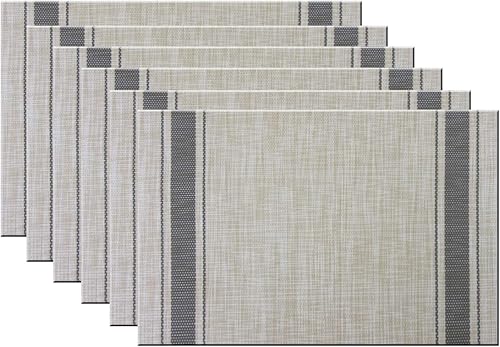 Manteles individuales para mesa de comedor, juego de 6 manteles individuales de plástico lavables para mesa de cocina, manteles individuales de PVC