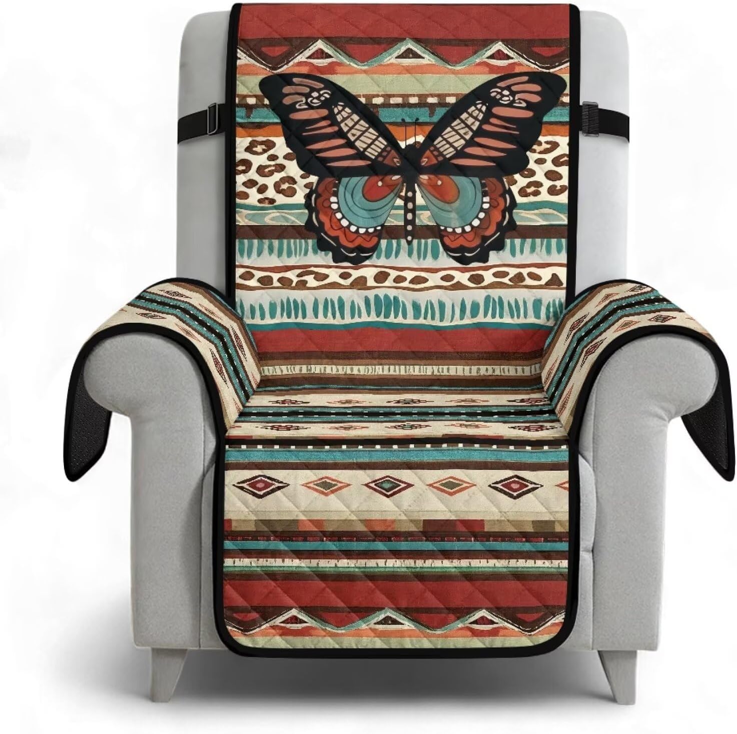 ZDCUSTOM Recliner Covers Anti-Slip Recliner Covers with Elastic Straps Butterfly Chair Cover Furniture Protector with Pockets， Prevent Wear and Pet Hair for Kids, Pets