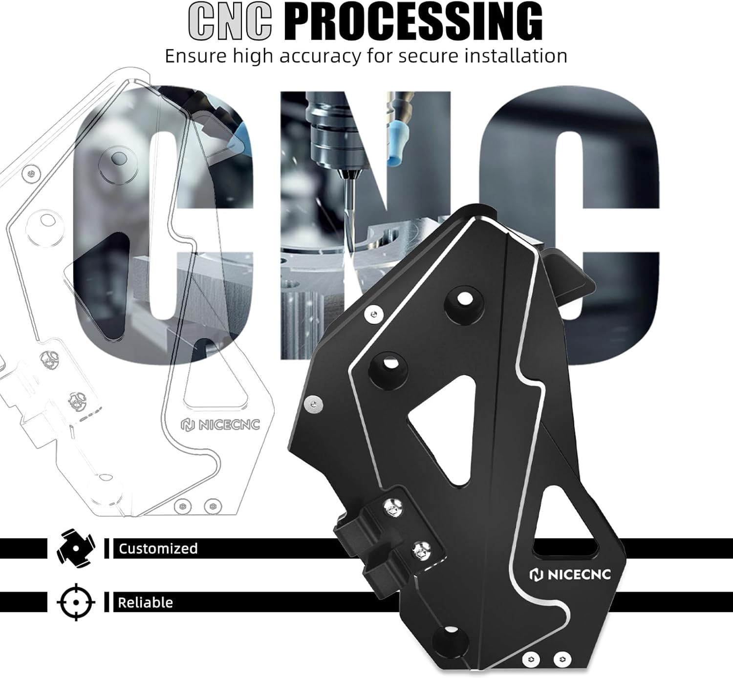 NICECNC Chain Wheel Cover Sprocket Cover Chain Guard Compatible with Yamaha Tenere 700 /XTZ700 2019-2024, Tenere 700 Rally Edition 2020-2024, Tenere 700 World Raid 2022, CNC Chain Case Saver, Black