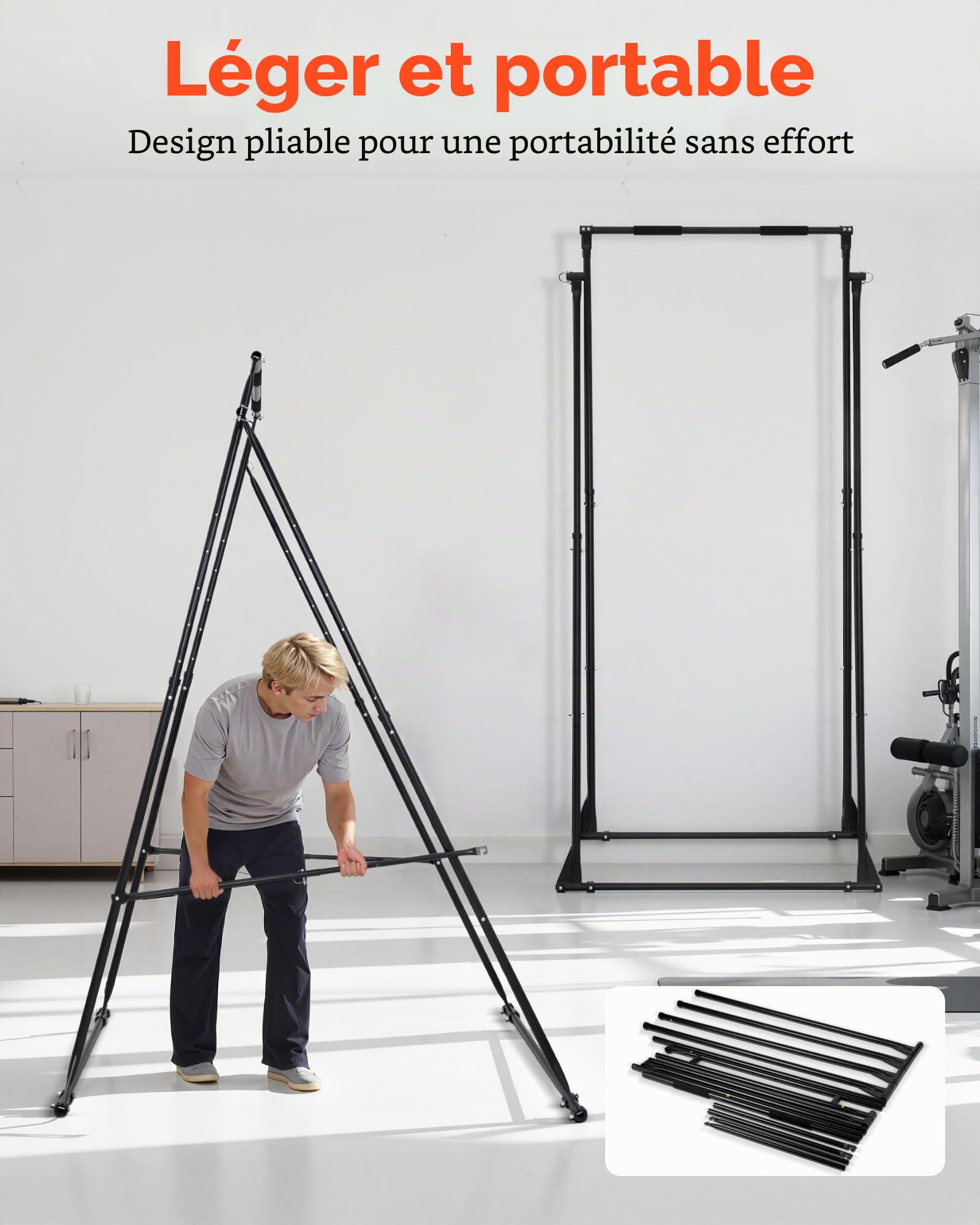 VEVOR Structure Balançoire pour Yoga Aérien, Balançoire Yoga Inversion, 295 cm Hauteur Charge Maximale 250 kg, Stand de Tuyau en Acier Chromé Anti-gravité, Équipement pour Fitness Musculation Pilates