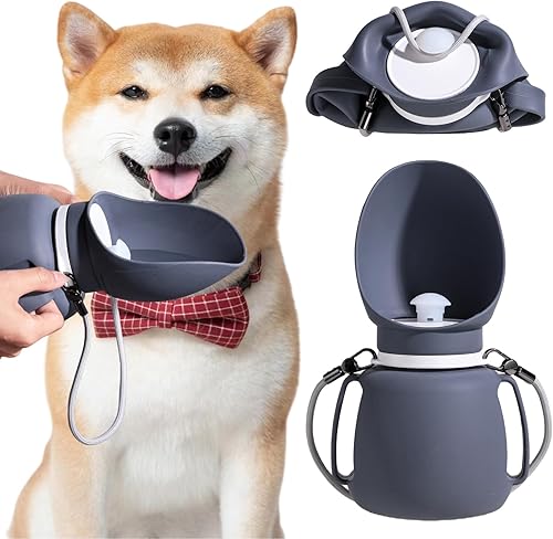 Miniatura 1 de NVTED Botella de agua de silicona para perros, taza de agua de acompañamiento para mascotas, cuenco plegable de viaje con diseño a prueba de fugas