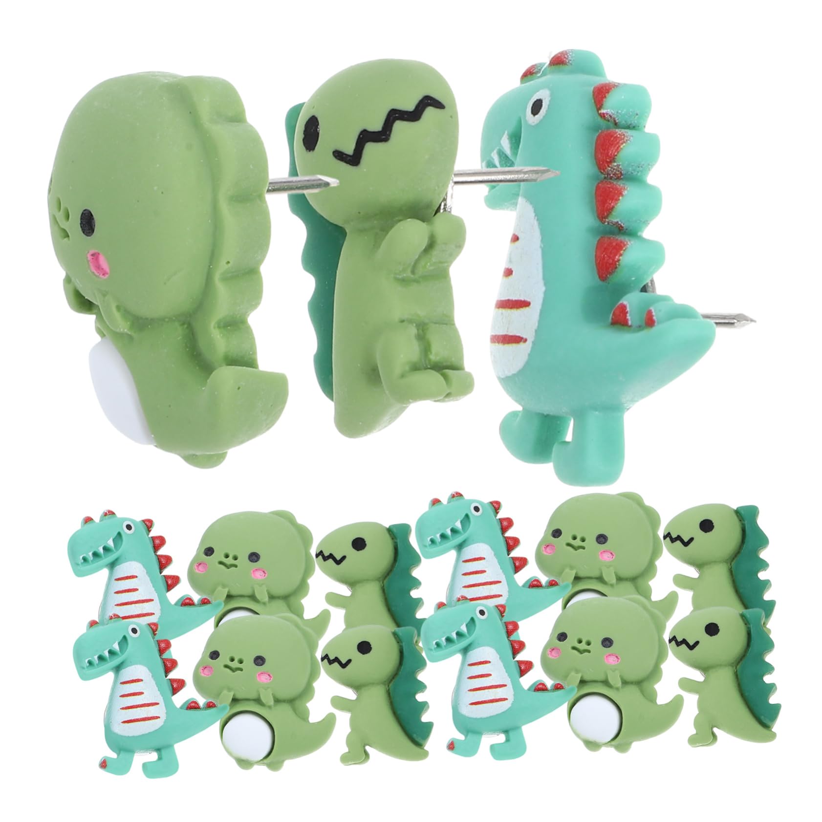 Gadpiparty 20Pcs Cute Dinosaur Decorative Pushpins - Green Drawing Pins for Cork Boards and Bulletin Boards - Fun Office Supplies