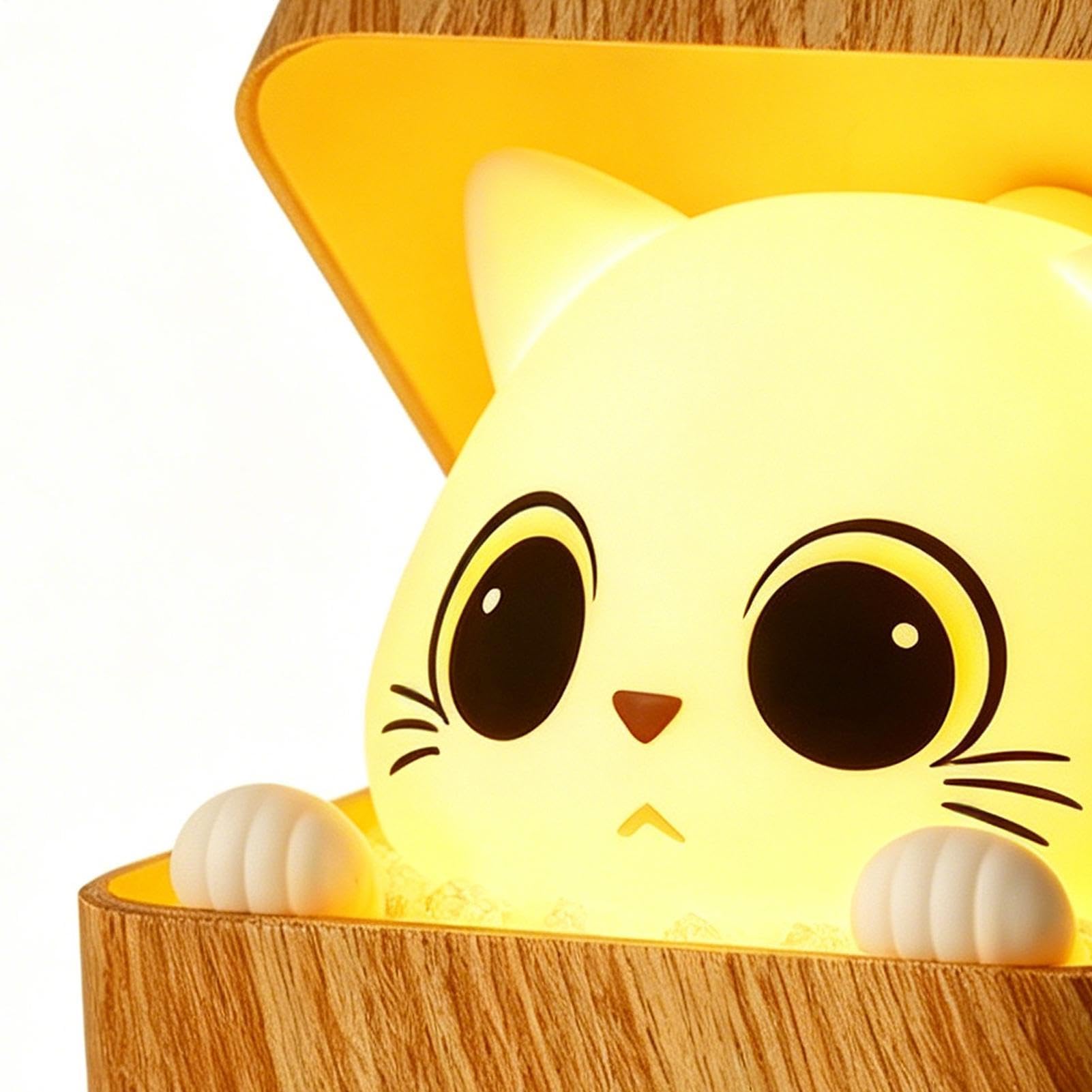 Katzenlampe Geräuschaktivierte 3 Modi dimmbare versteckte Katze | Lustige Nachtlampe für Kinder für Zuhause, Wohnzimmer, Schlafzimmer, Schrank, Couchtisch, Nachttisch, Flur, Schrank