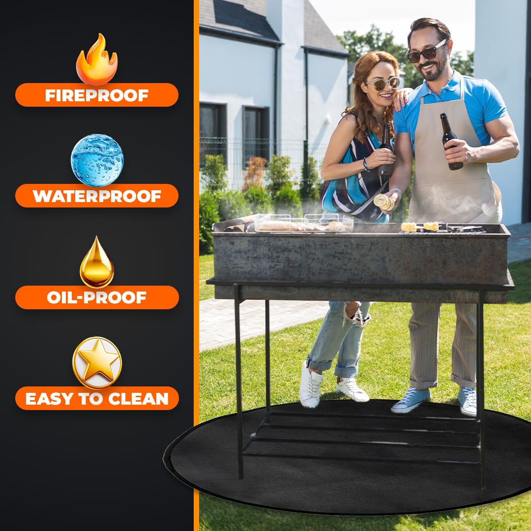 Alfombrillas para fogatas de 36 pulgadas, resistente al calor y al fuego, alfombrilla para hoguera para césped, protector de cubierta de 36 pulgadas para hoguera, alfombra ignífuga para chimenea al