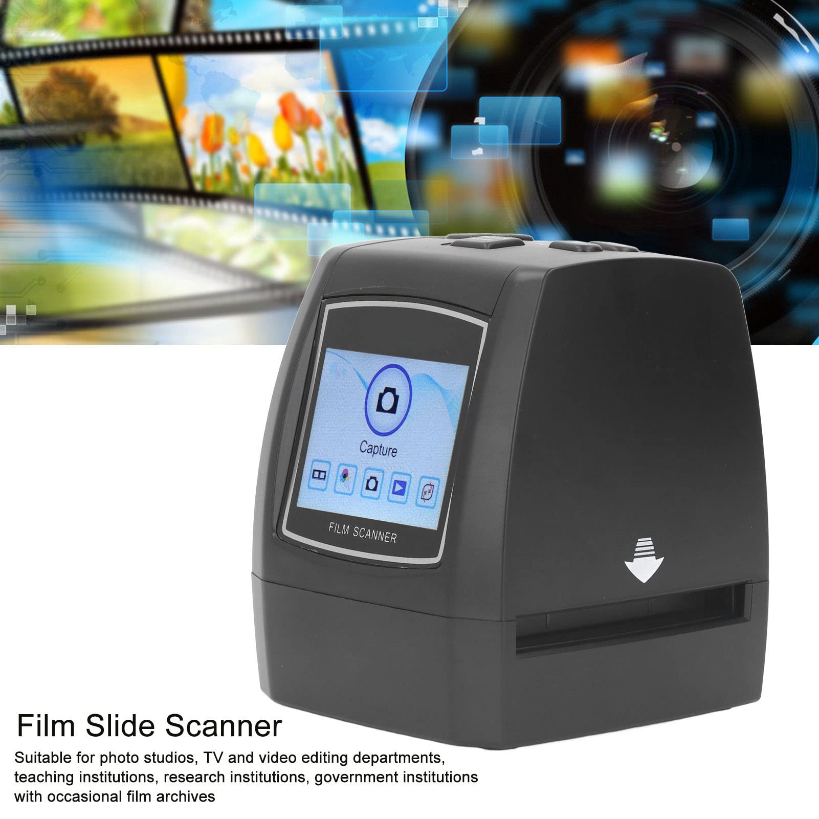 Fockety Scanner per pellicole Negative, USB2.0 22MP Display TFT a Colori da 2,4 Pollici Scanner per pellicole digitali USB 5V1A Scanner per Diapositive per studi fotografici Istituti di Ricerca TV
