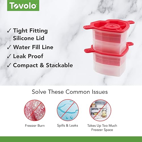 Miniatura 9 de Tovolo Moldes de hielo en forma de Cheers, juego de 2 moldes de hielo grandes para regalo  Molde de hielo único para enfriar bebidas  Almacenamiento