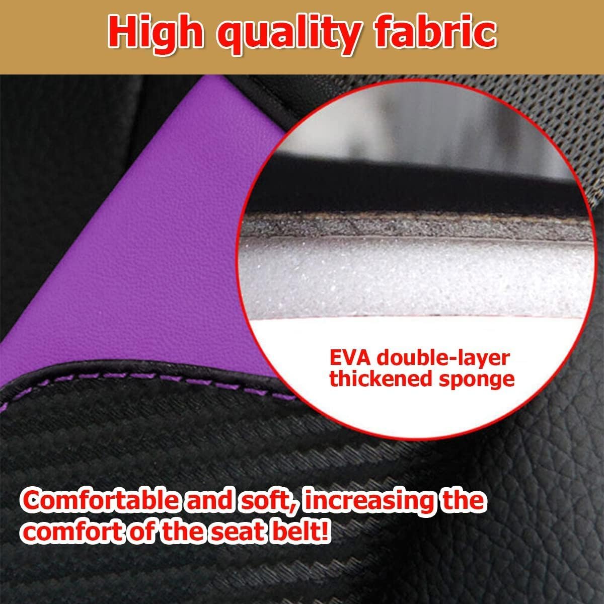 2Pcs Car Seat Belt Pads for Opel Mokka E 2021-2024 Super Soft Car Seat Belt Strap Seat Belt Shoulder Strap Covers Auto Interior Accessories,Normal-Purple