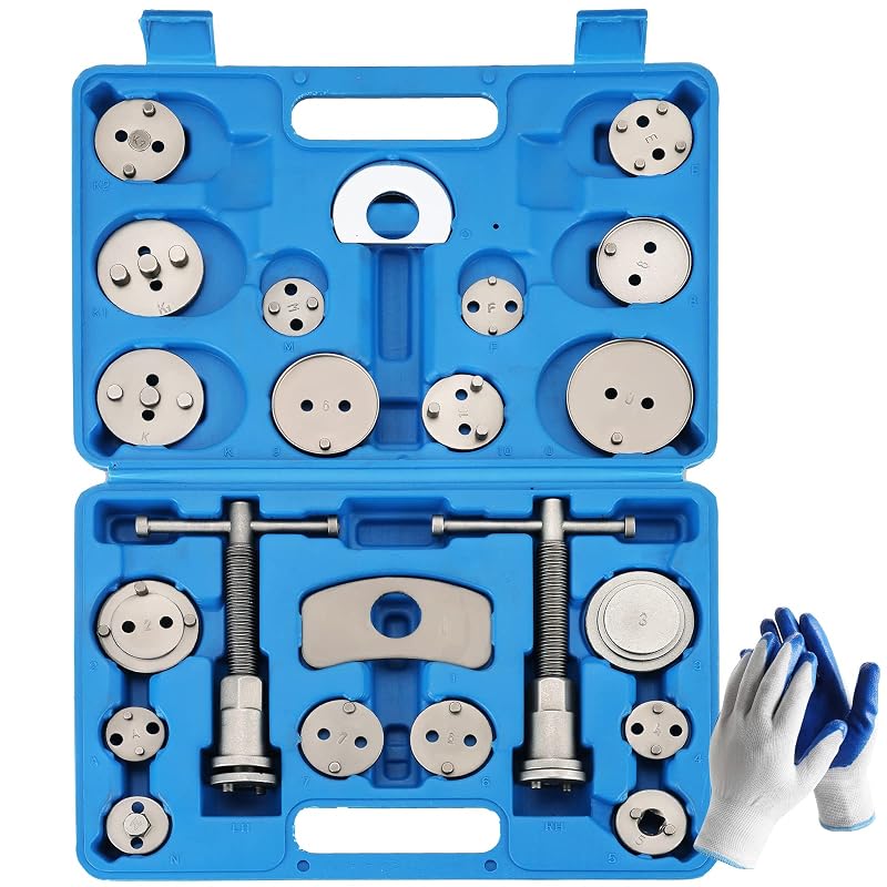 Kit de Ferramentas para Afastar Pistões de Pinça de Freio Acymner com 24 Peças, Aço-Carbono, Azul