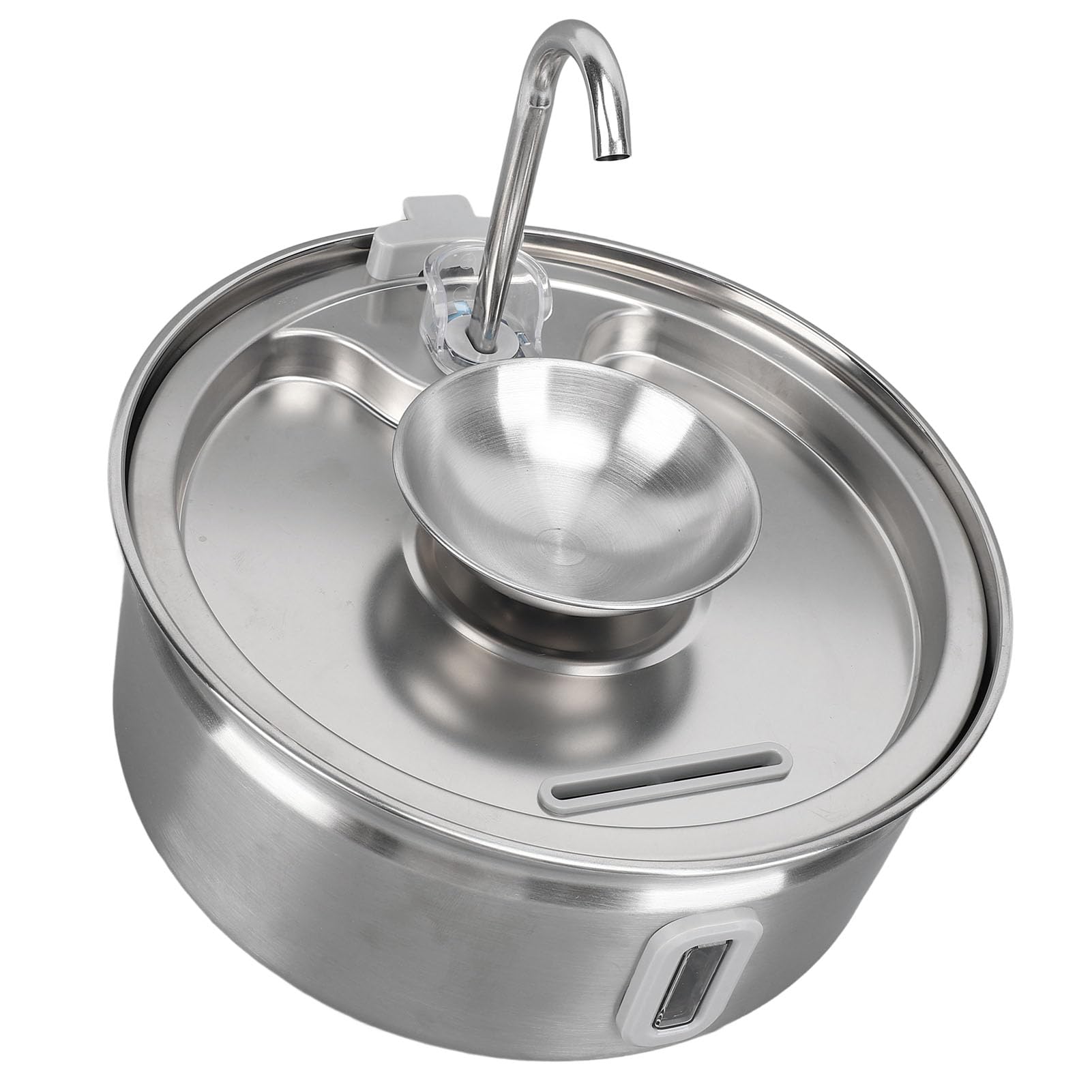 Fuente de Agua para Gatos de Acero Inoxidable, dispensador automático de Agua para Mascotas, Fuente de Agua para Perros de 3,2 L con circulación silenciosa y Ventana, para Gatos y