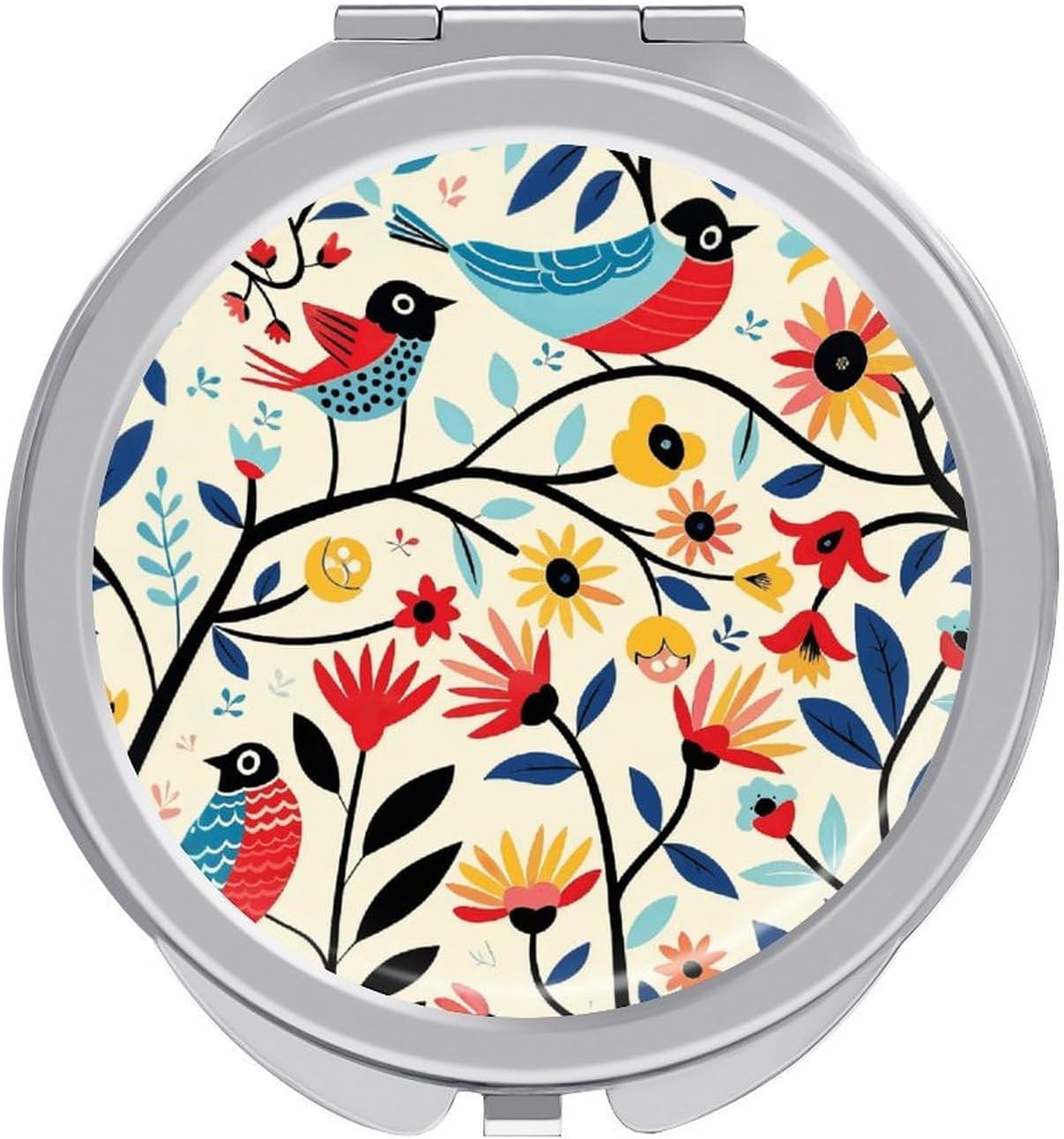 Bird Flower 2-Sided Makeup Mirror with 1x/2x Magnifying