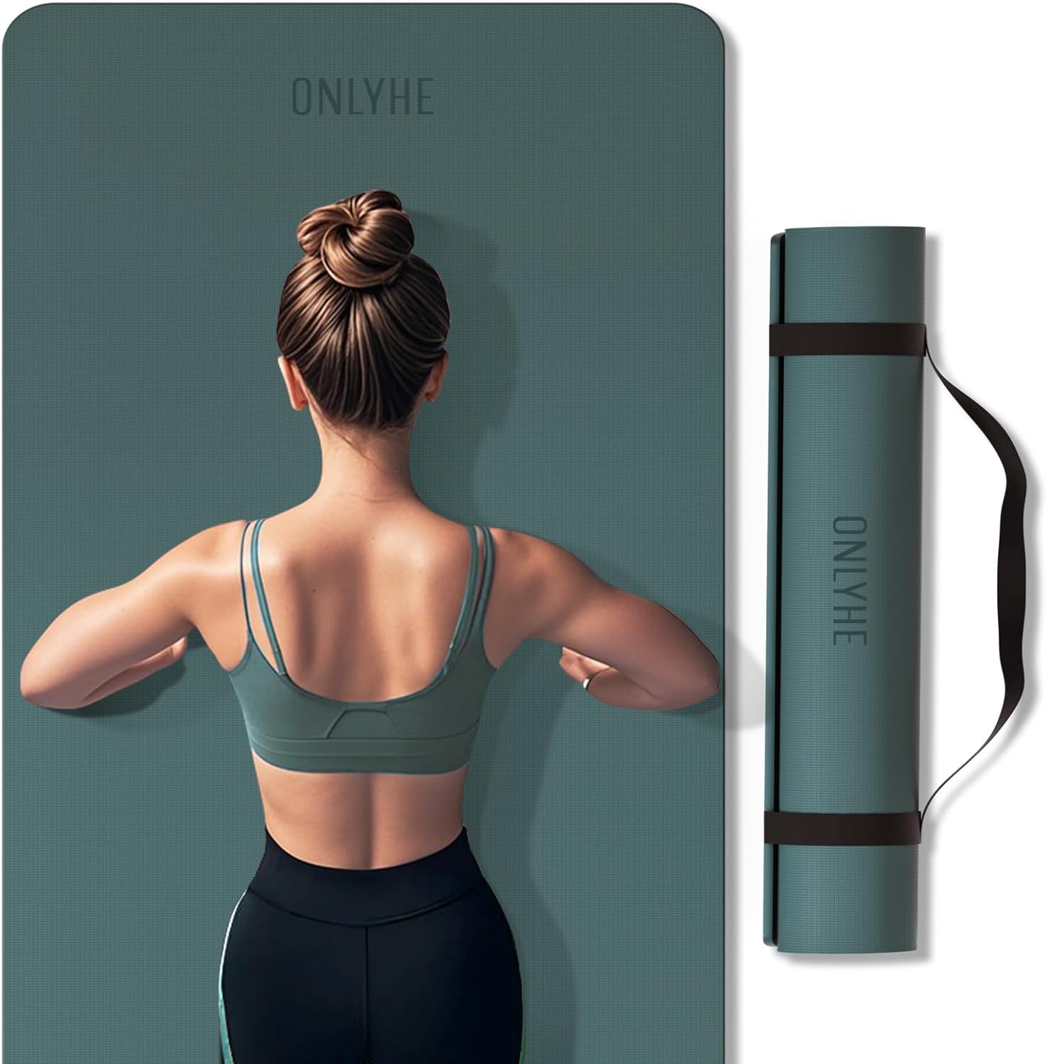 Yoga Mat Extra thick 8mm Exercise mat, Soft Lightweight TPE Fitness Mat with strap, High Elasticity, Anti-fatigue,non-slip mat for Women, Yoga, Camping, Travel, Gym & Outdoor | 72″L x 0.32″T