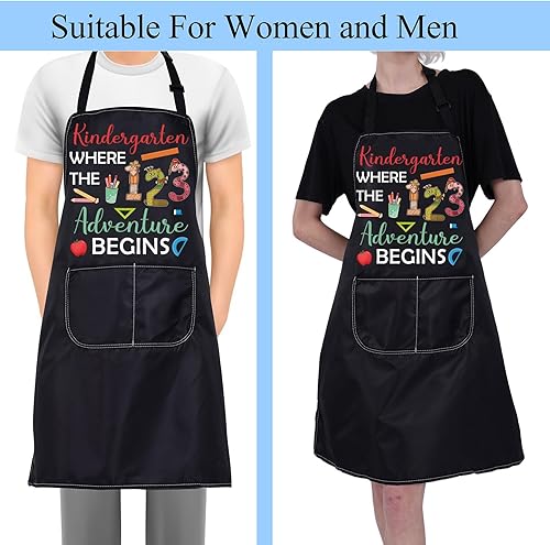 Miniatura 5 de FUSTMW Delantal para profesores de jardín de infantes, regalos para profesores de preescolar y jardín de infantes, delantales con bolsillos