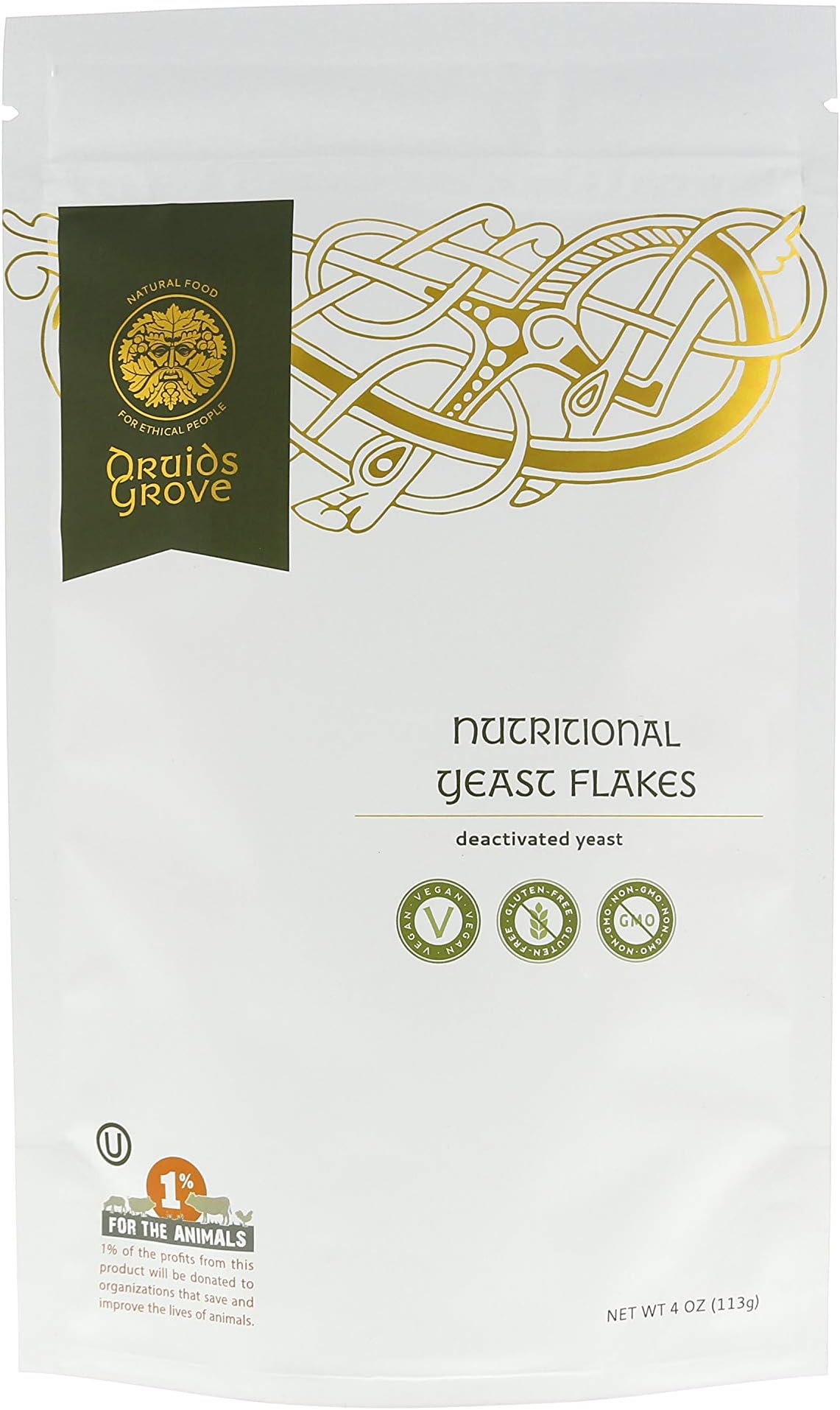 Druids Grove Nutritional Yeast Flakes ☮ Vegan ⊘ Non-GMO ❤ ✡ OU Kosher Certified - 4 oz.