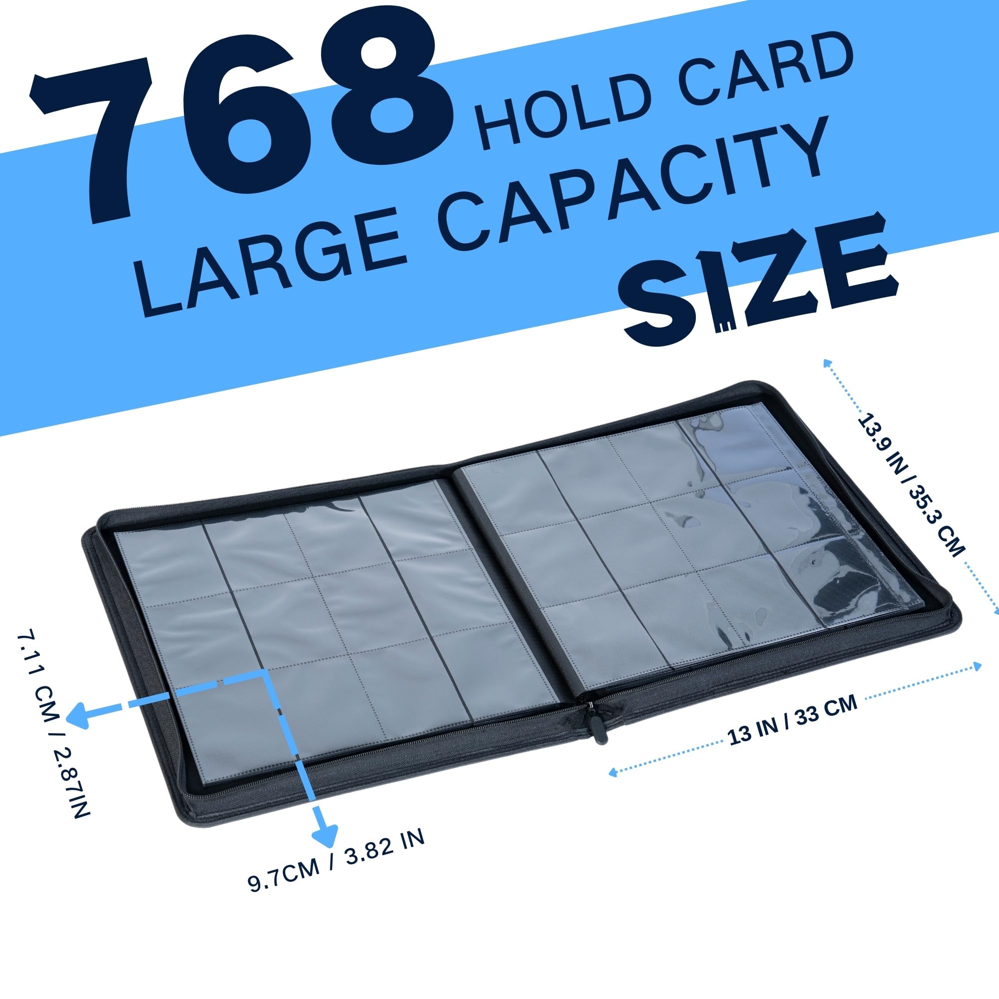 KUOOKING 12-Pocket Card Binder, Holds 768 Cards - Trading Card Album fit for Standard Size MTG, YuGiOh & Sports Cards