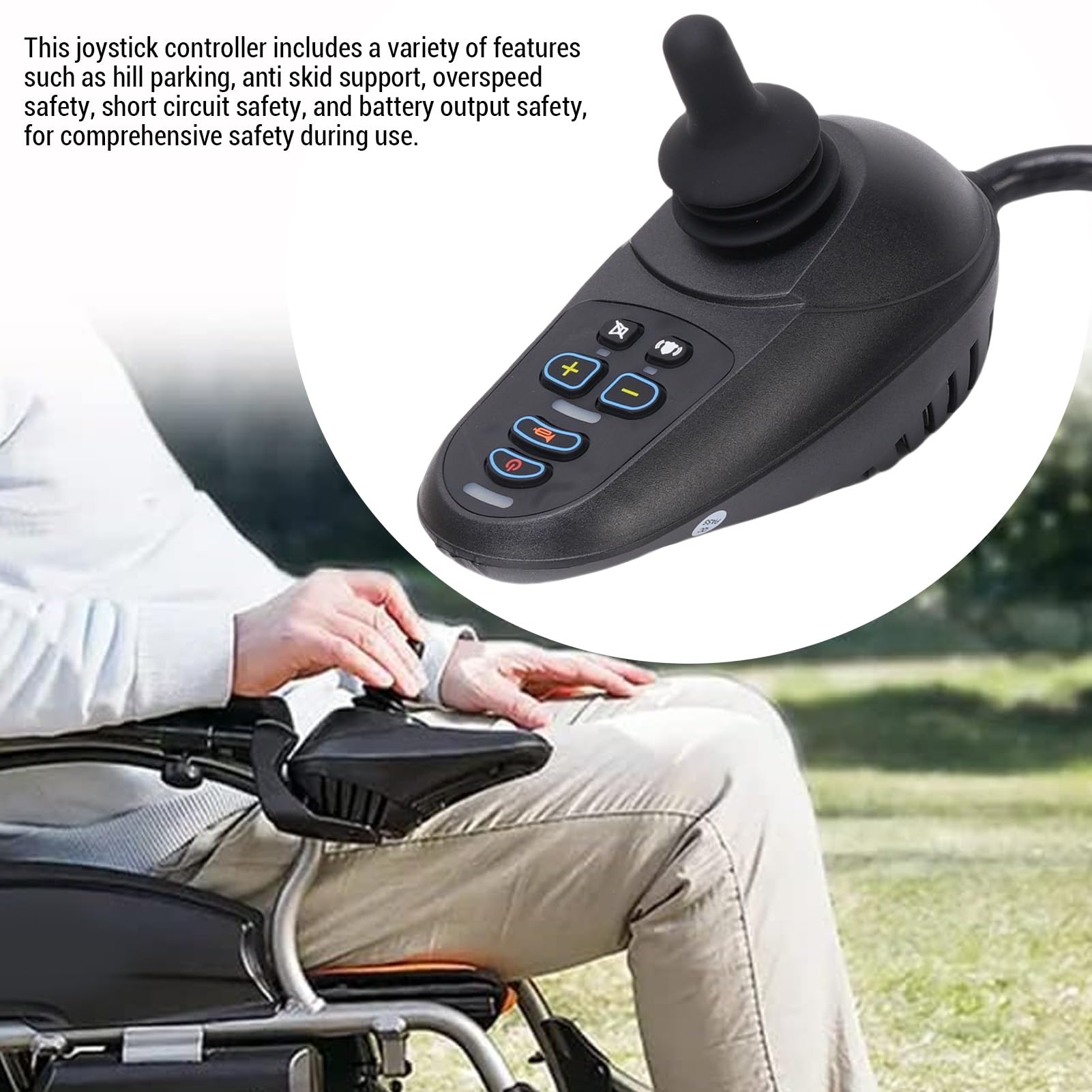 YWBL-WH Controlador de Silla Eléctrica 50A Joystick Universal con Conector de Freno Magnético y Control Remoto para Sillas de Ruedas y Scooters de Movilidad
