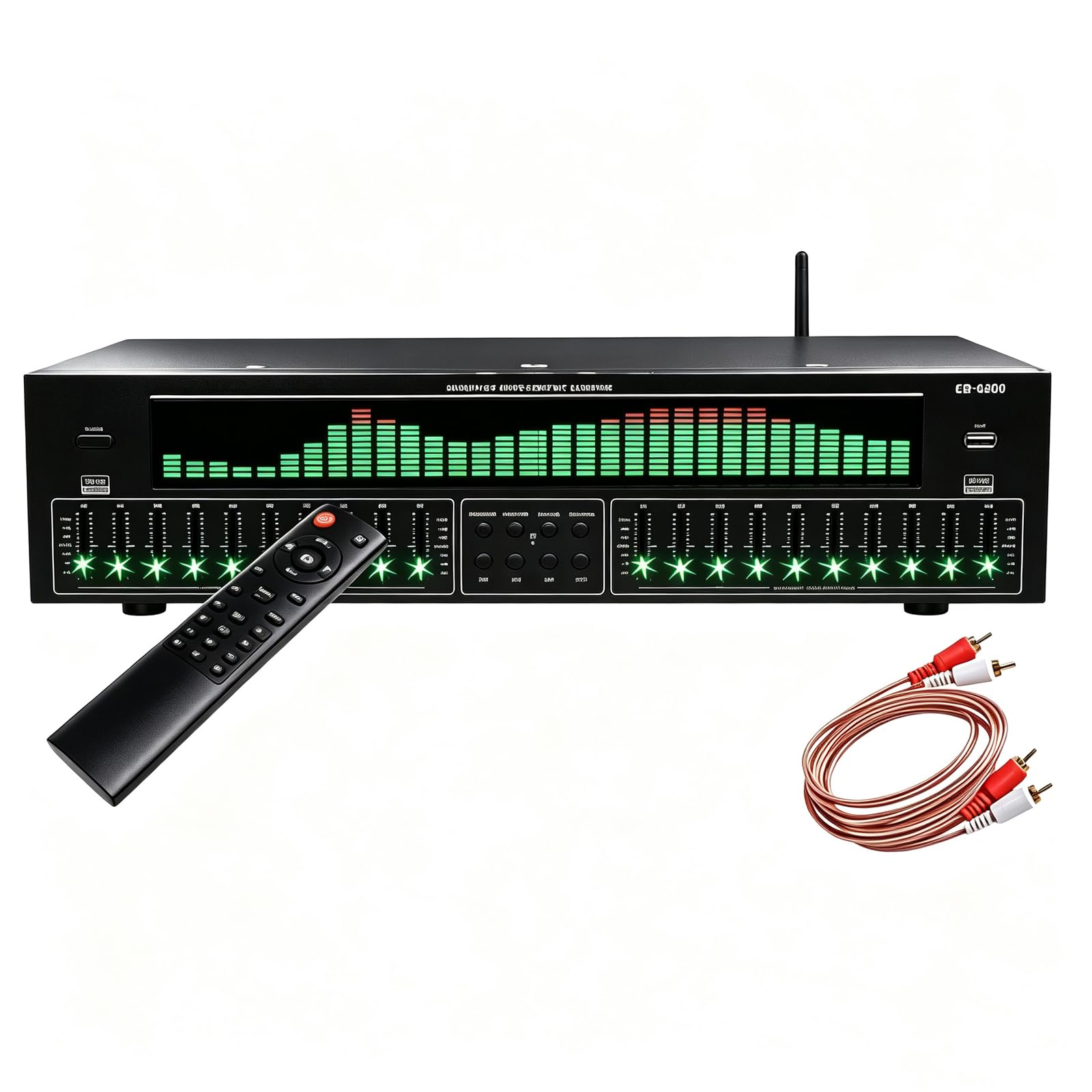 Ecualizador De Audio Gráfico De Doble Canal, Analizador De Espectro Estéreo con Pantalla Led para Música, Entrada De Audio USB Bluetooth, Control Remoto Y Cable De Audio RCA para Sistema Estéreo