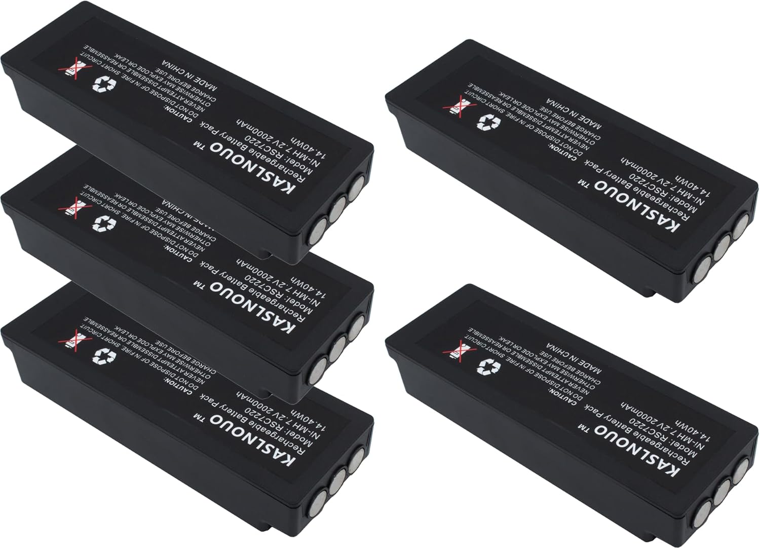 5-Pack Replacement Battery for Scanreco RC400 592 RSC7220 RC960 16131 EEA2512 Remote Control (7.2V/2000mAh) 3 Electrical Contacts