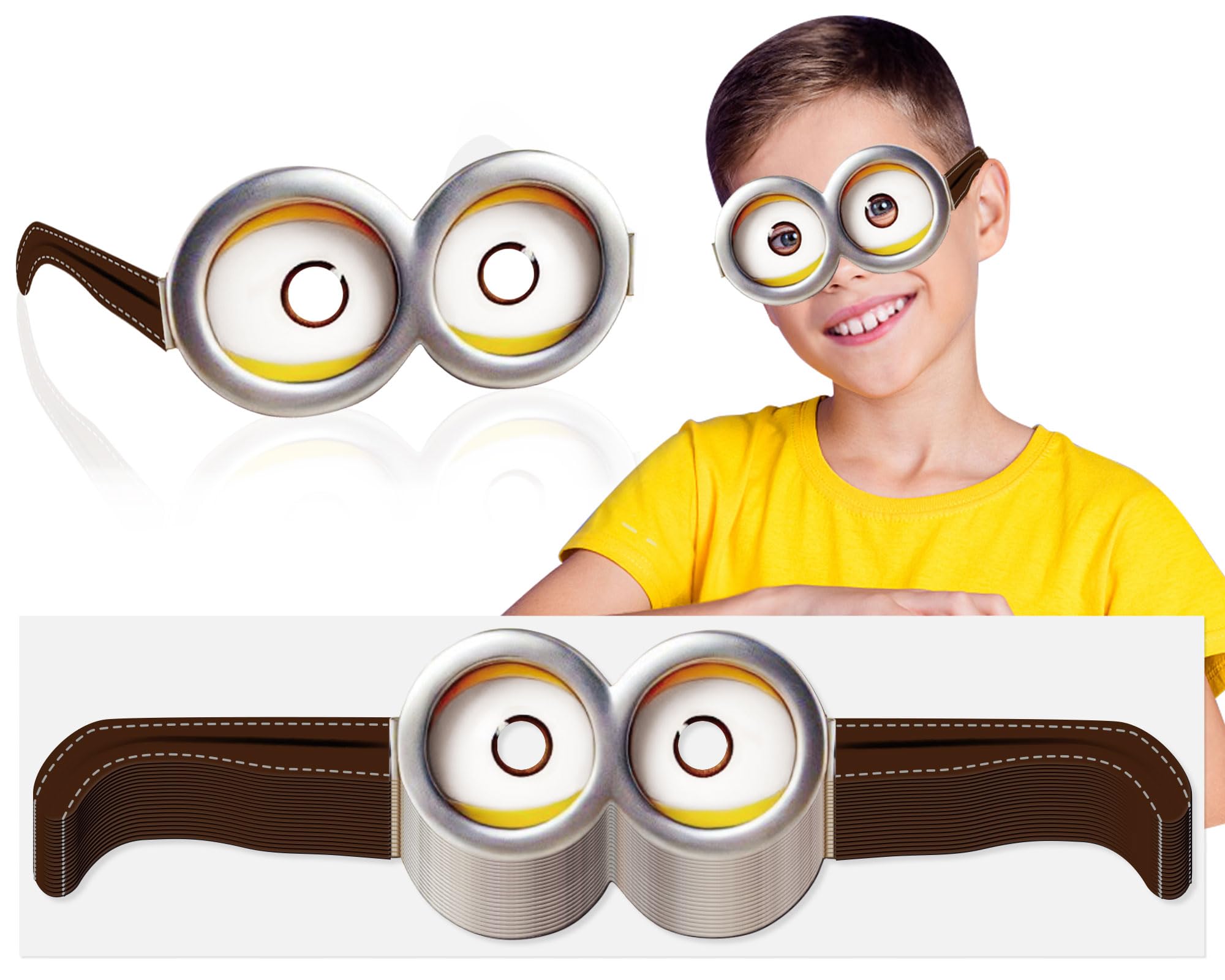 ALODNY 24 Pack Paper Goggles Masks for Kids Birthday Party Decorations,Goggle for Birthday Party Favors Crafts Halloween Decorations-One Size