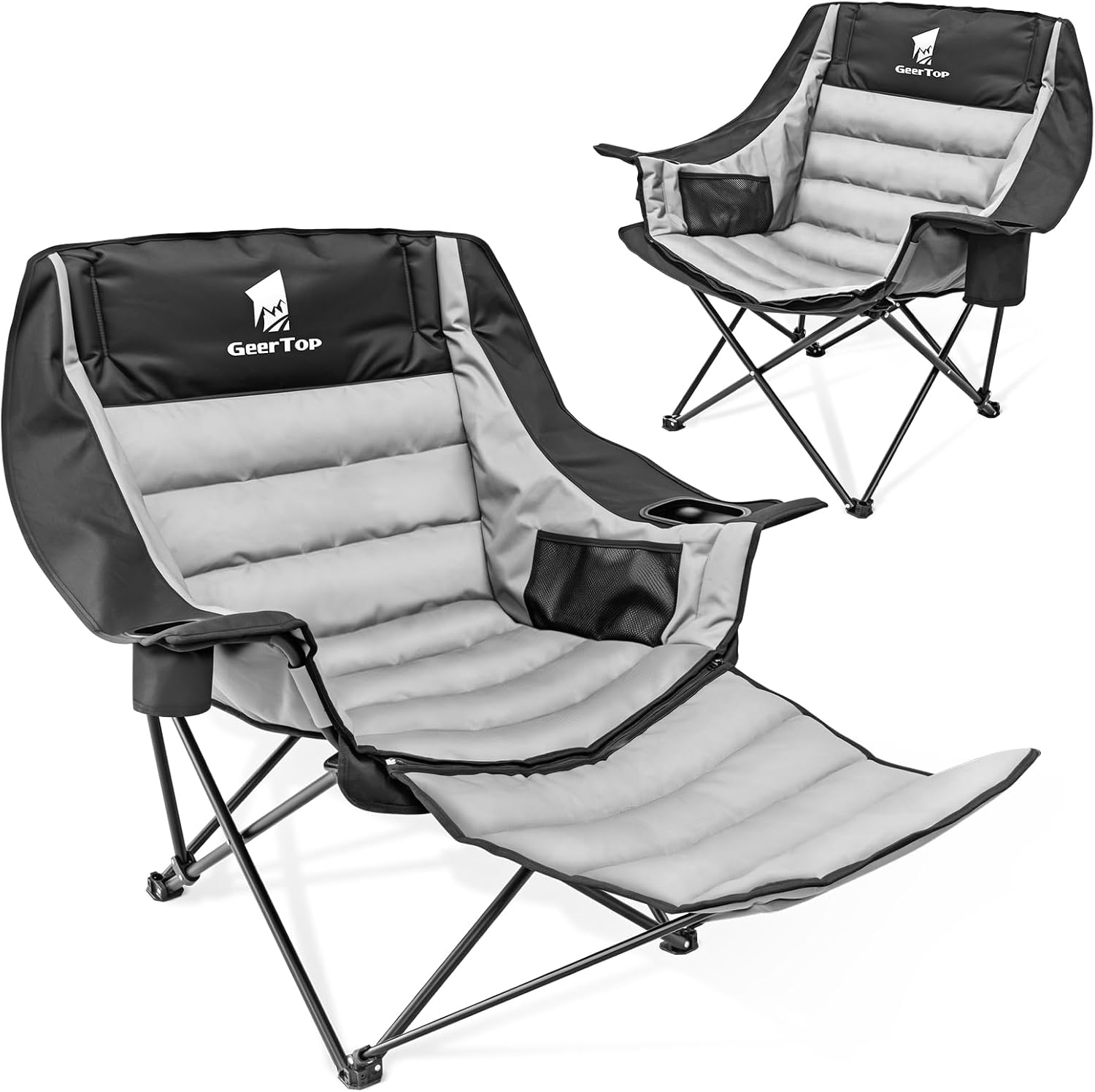 GEERTOP Heavy-Duty Oversized Folding Camping Chair with Footrest & Cup Holders GEERTOP Heavy-Duty Oversized Folding Camping Chair with Footrest & Cup Holders