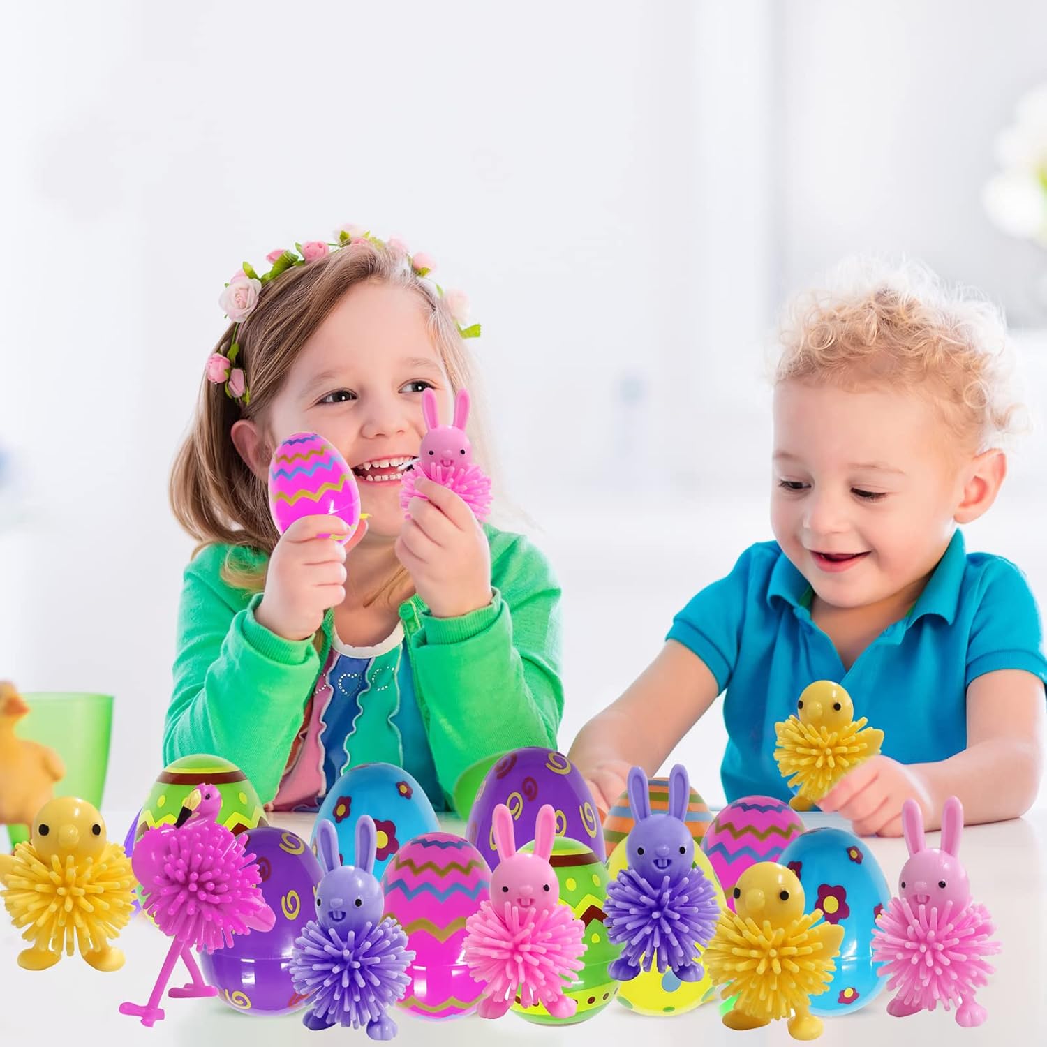 22 Pack Prefilled Easter Printed Plastic Eggs with Mini Porcupine Toys,Squeeze Toys Stress Relief Bunny Balls Fidget Toy for Kids Easter Party Favor,Basket Stuffers Fillers : Toys & Games