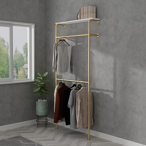 Miniatura 9 de Perchero industrial de tubos, perchero para armario, dormitorio y como sistema de clóset. Percheros resistentes para colgar ropa, perchero